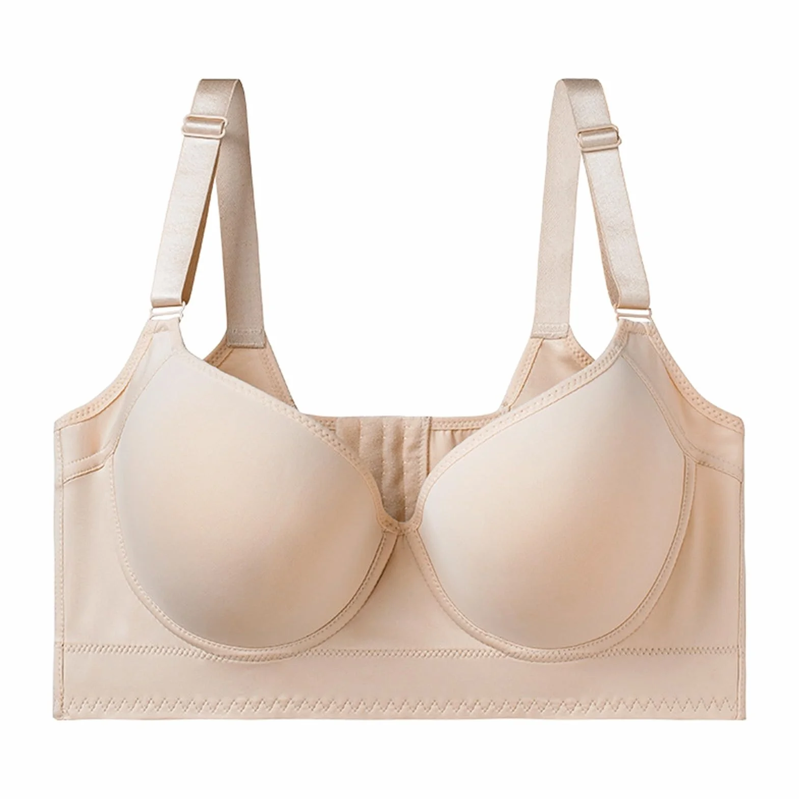 Postpartum Recovery Bras High Compression Push Up Camisole Bra 8-Row Buckles Beige 90/40D