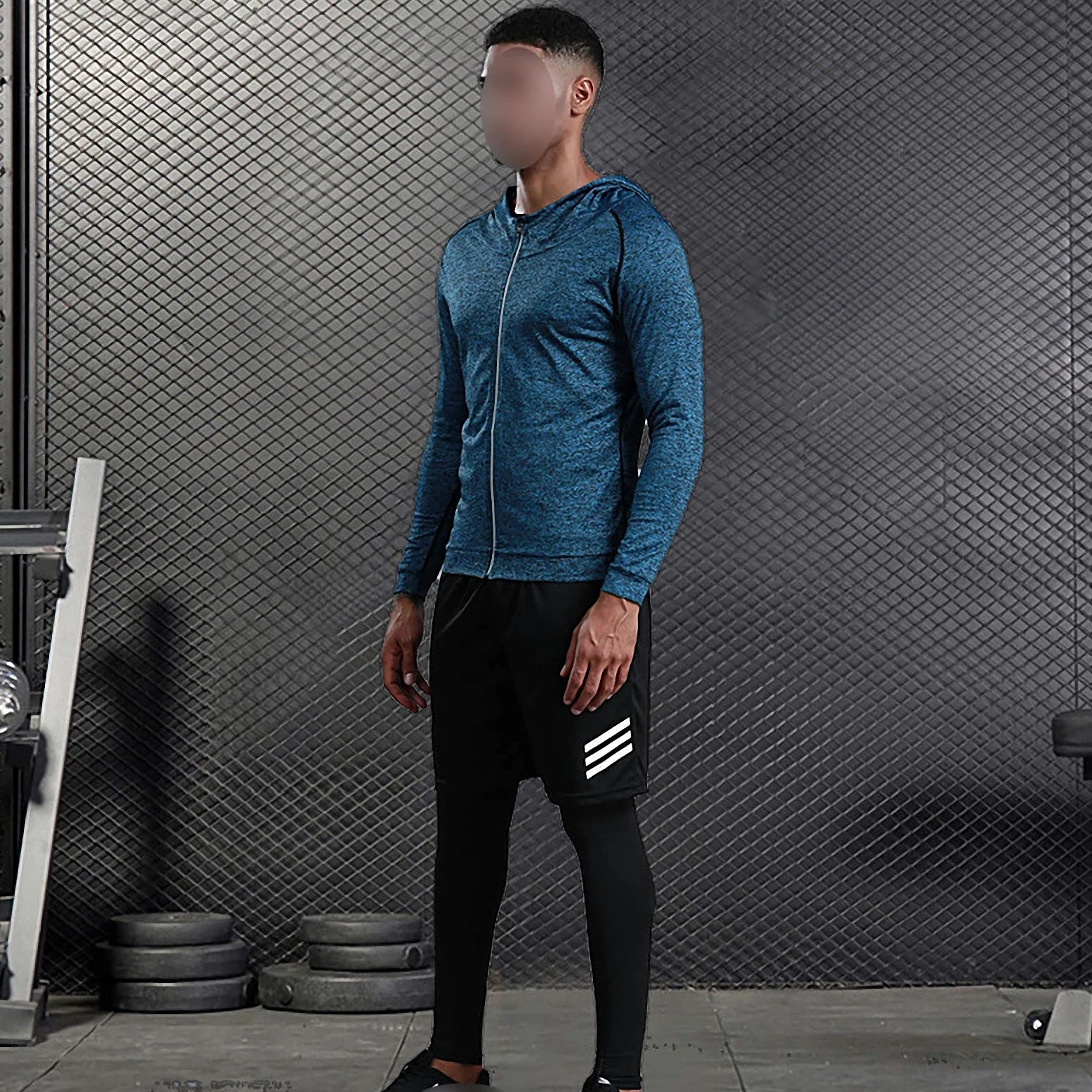 7-częściowy męski zestaw odzieży fitness, szybkoschnące legginsy na siłownię, outdoorowa warstwa bazowa odzież sportowa, styl 12, L