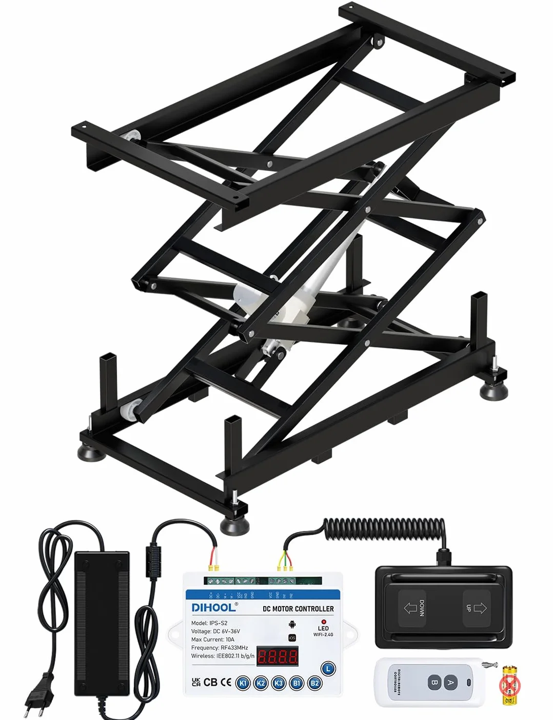 DIHOOL Elektryczne stoły podnoszące 80 kg Obciążenie, 265-1100 mm Regulowany wysokościowo stół nożycowy,sterowanie pedałem