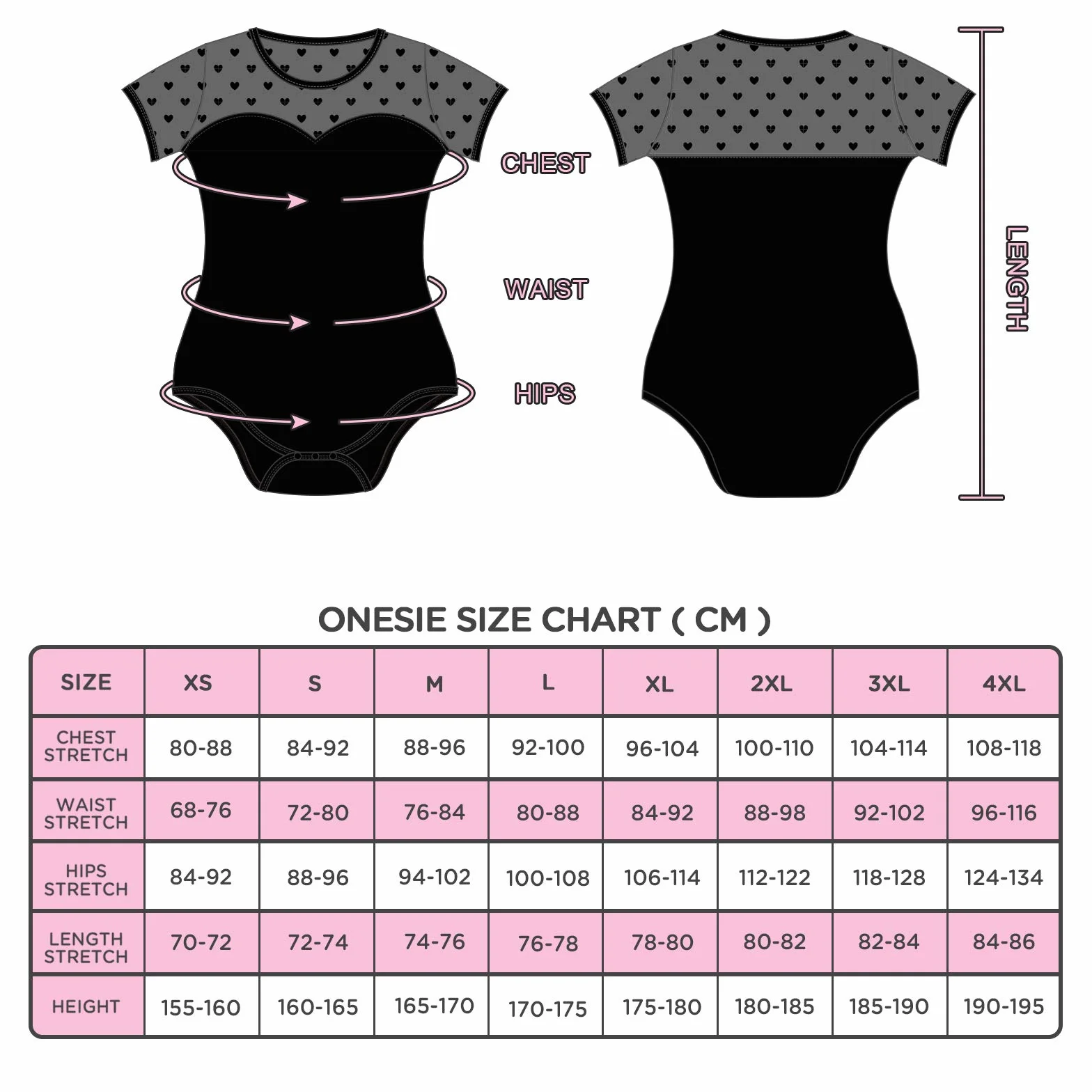 LittleForBig Bawełniany śpioszki Onesie Piżama Bodysuit-Candy Hearts