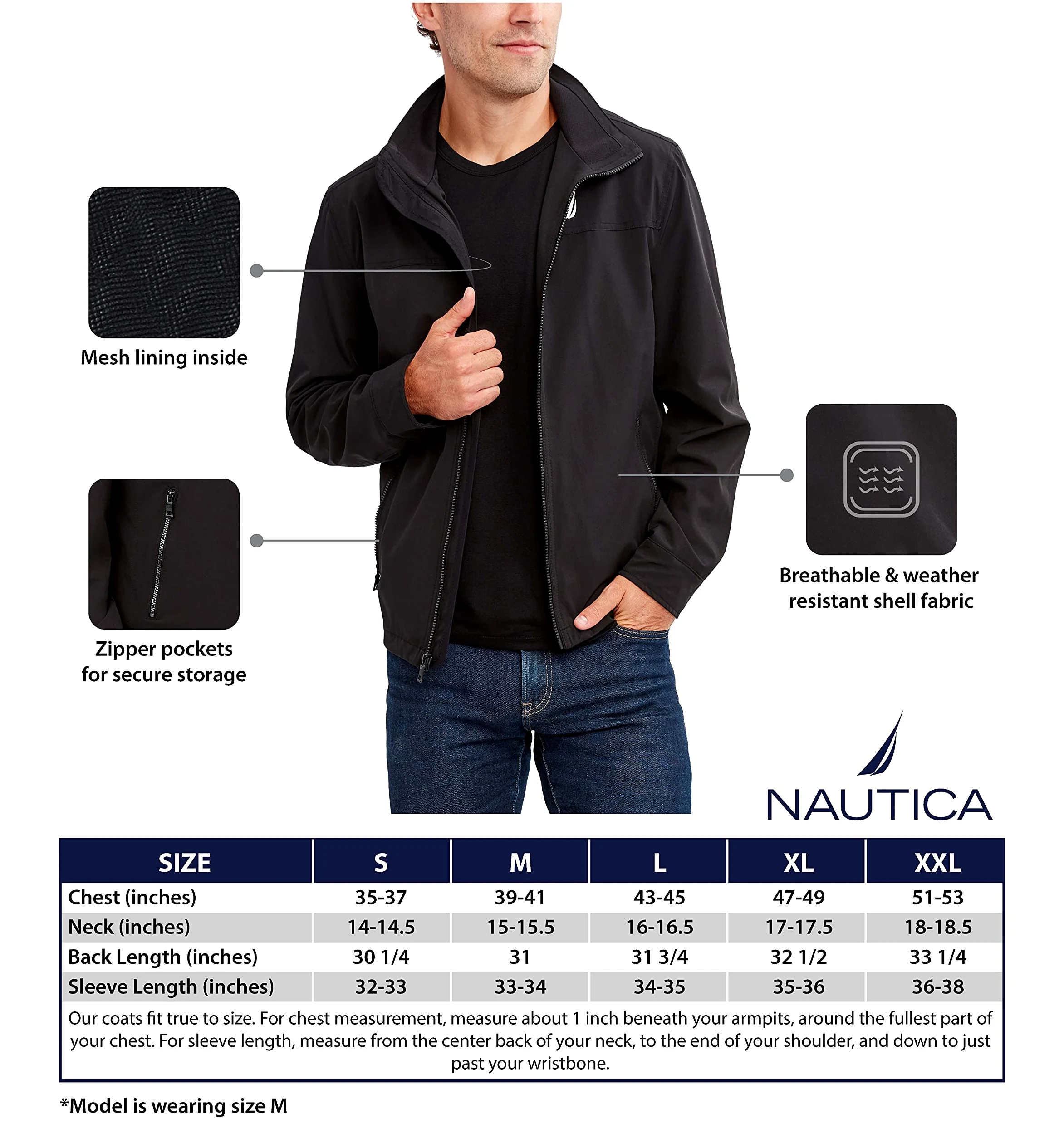 Nautica Wiatrówka Mężczyźni Golf Jacket – Casual Wear Windbreaker Jacket, Regular, Big & Tall Sizes