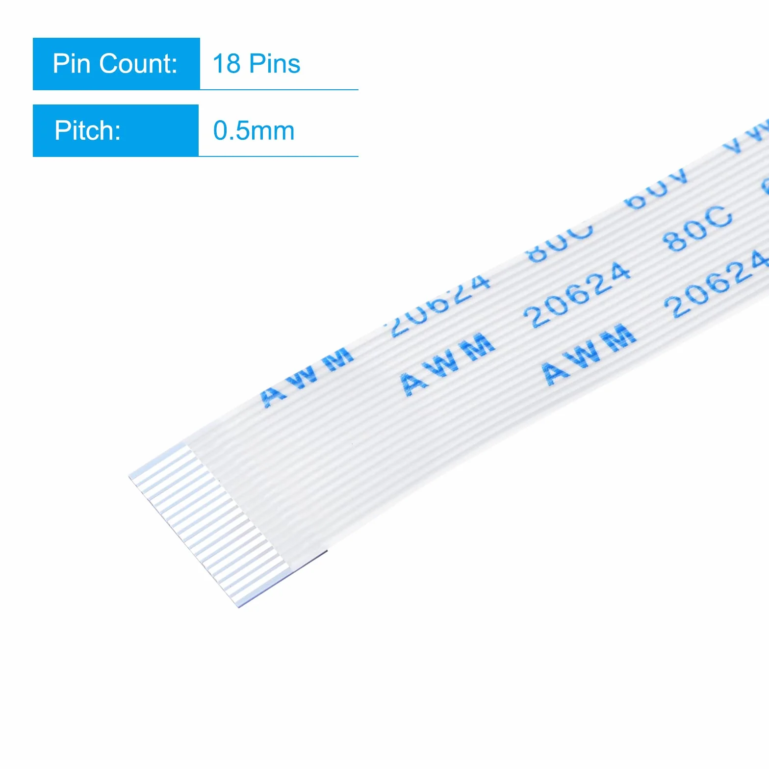 sourcing map Opakowanie 5 szt. FFC FPC kabel 18 pin 0,5 mm 300 mm (typ A) do drukarki LCD 3D aparat DVD