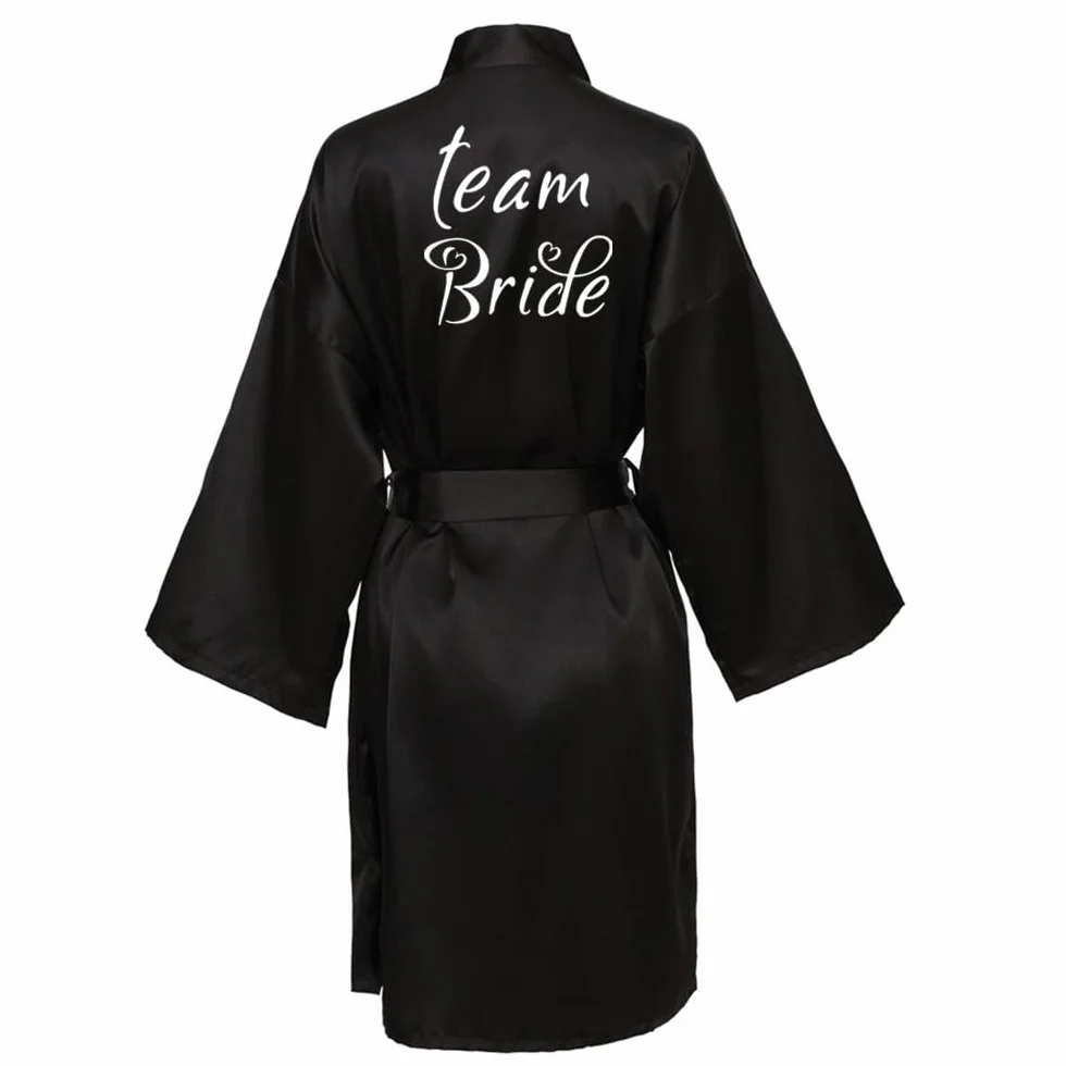 Szlafrok damski satynowy kimono krótki Maid of Honor