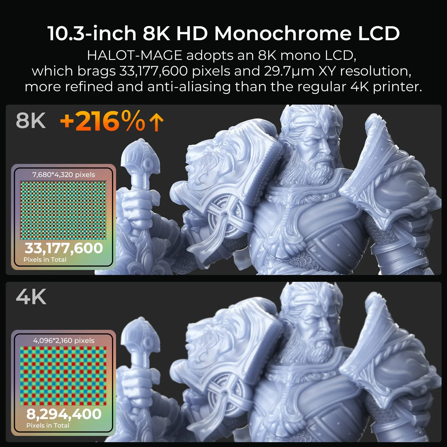 Creality Halot-Mage Żywiczna drukarka 3D, rozdzielczość 8K, monochromatyczny ekran LCD 10,3 Zoll, fotoutwardzalna drukarka żywiczna UV z precyzyjnym zintegrowanym światłem, szybkie drukowanie