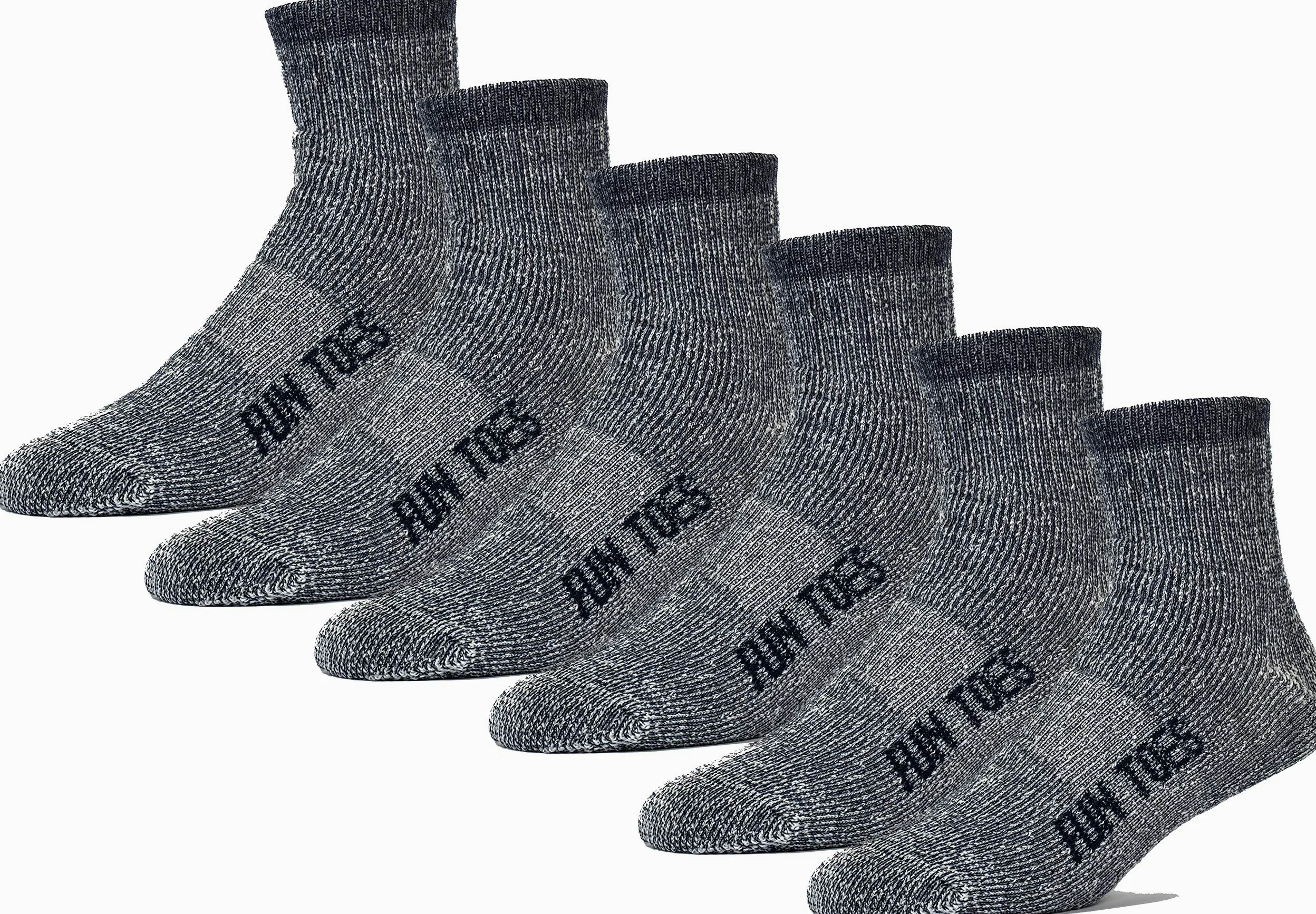 FUN TOES męskie skarpety w 80% z wełny, 6 par, mocne wsparcie łuku, na zimę, amortyzowane dno, idealne na wędrówki