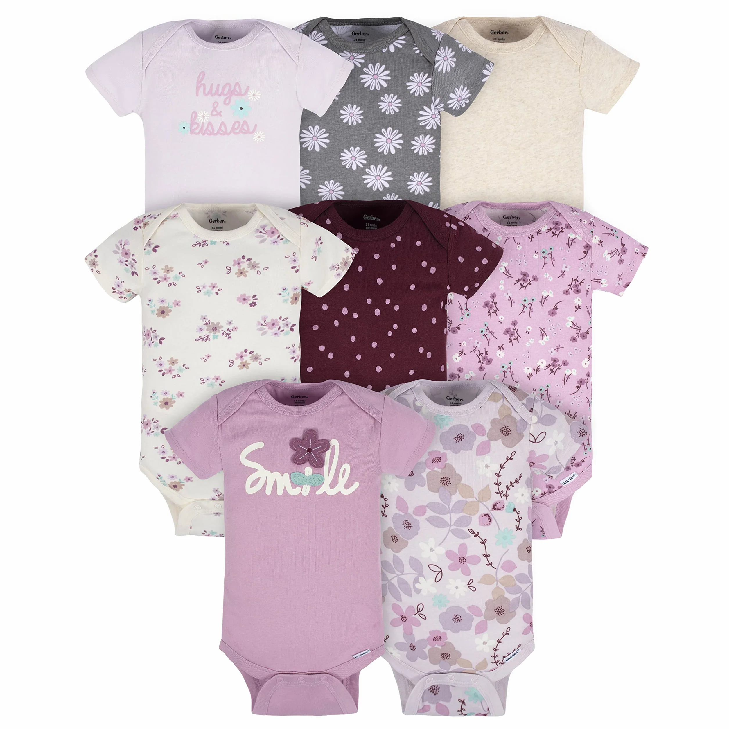 Gerber Baby 8-Pack Short Sleeve Onesie Bodysuits