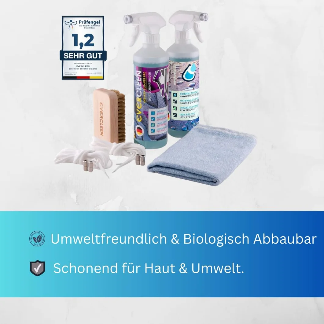 Profesjonalny środek do czyszczenia sneakersów 500 ml + ściereczka z mikrofibry + szczotka Made in Germany. Intensywne czyszczenie i pielęgnacja. Łatwa obsługa. Delikatnie czyści buty