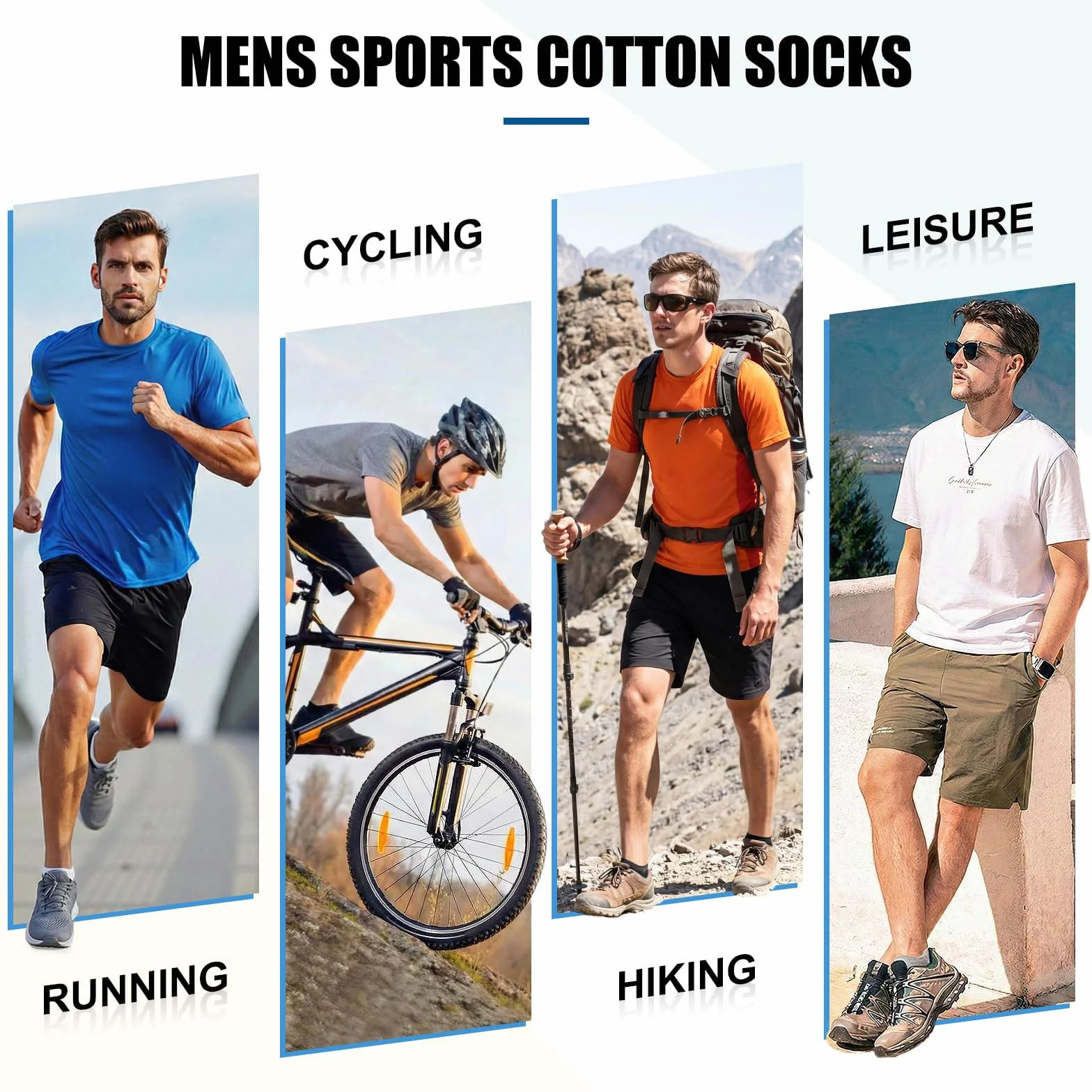 Niofind Męskie Skarpety Sportowe Do Kostek 6 Par, Amortyzujące Unisex, Bawełniane Oddychające Szybkoschnące, Do Biegania Dojazdów Pieszych Wędrówek, Klasyczne Czarne/Białe/Szare