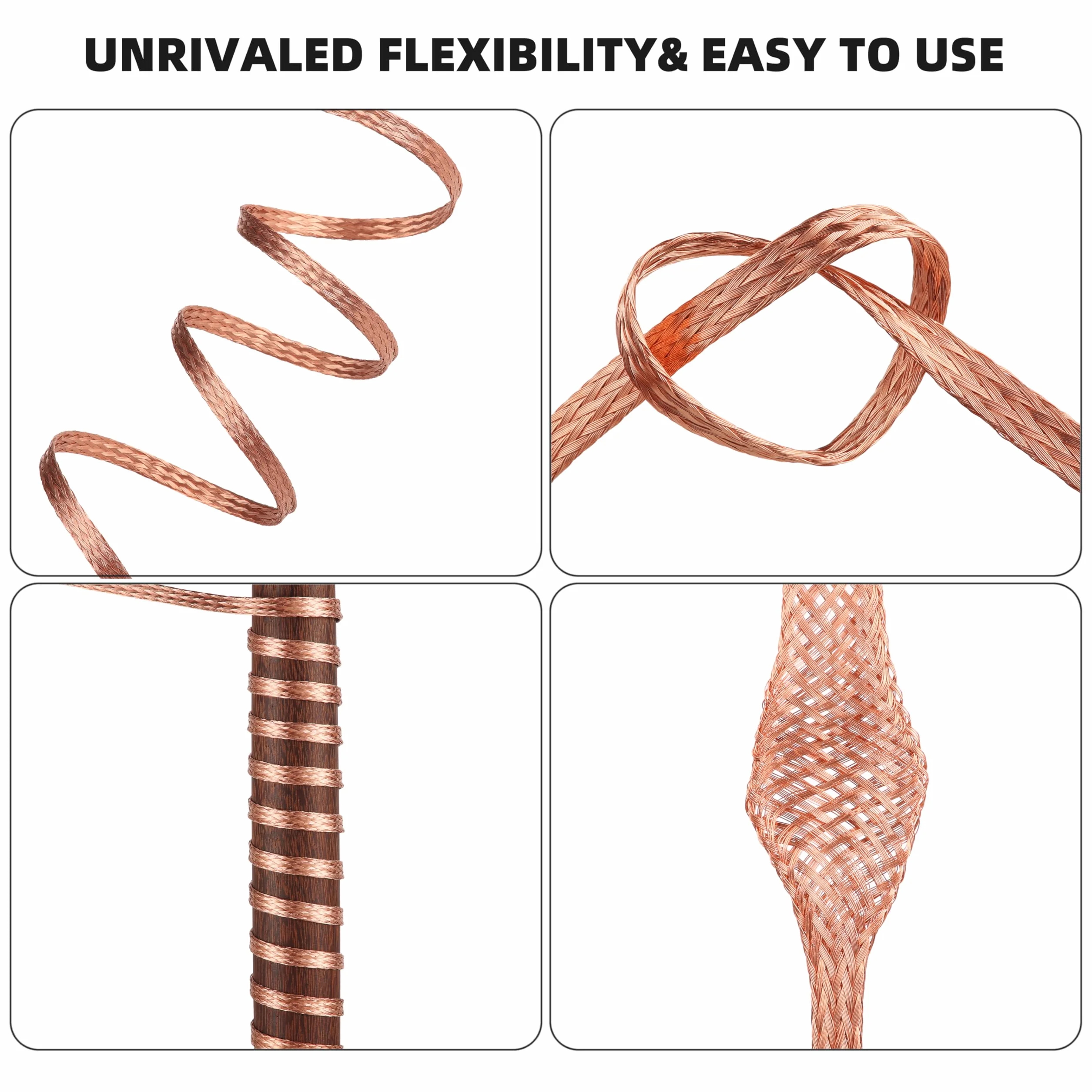 Płaski kabel miedziany, 6 m / 20 m, goły drut miedziany pleciony 6 mm, pleciona siatka, płaski miedziany kabel uziemiający 2,5 mm² do uziemienia
