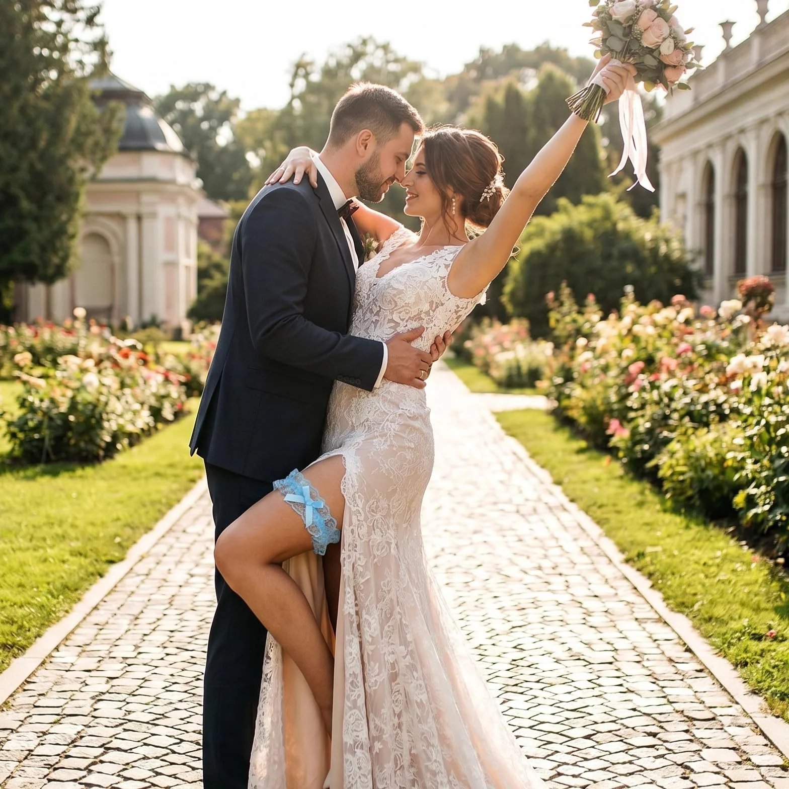 Ouligay Niebieska podwiązka ślubna dla panny młodej, podwiązka z koronką, niebieskie podwiązki, rajstopy dla panny młodej, elegancki prezent ślubny, dla panny młodej, niebieskie pasy ślubne dla panny