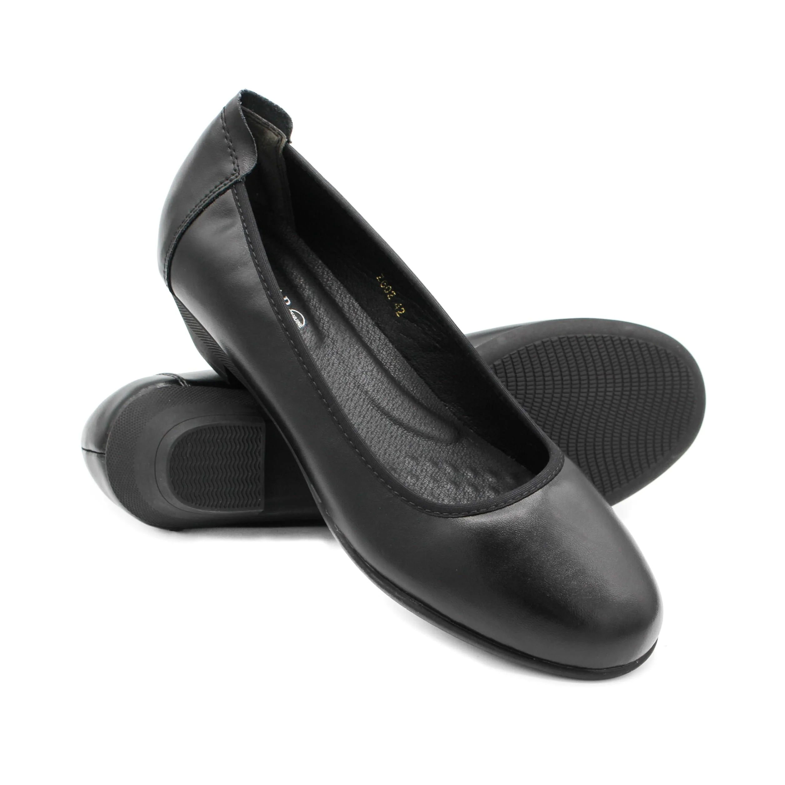 Zerimar Wygodne skórzane baleriny damskie - eleganckie lekkie buty do codziennego użytku biurowego - obcas 3,5 cm