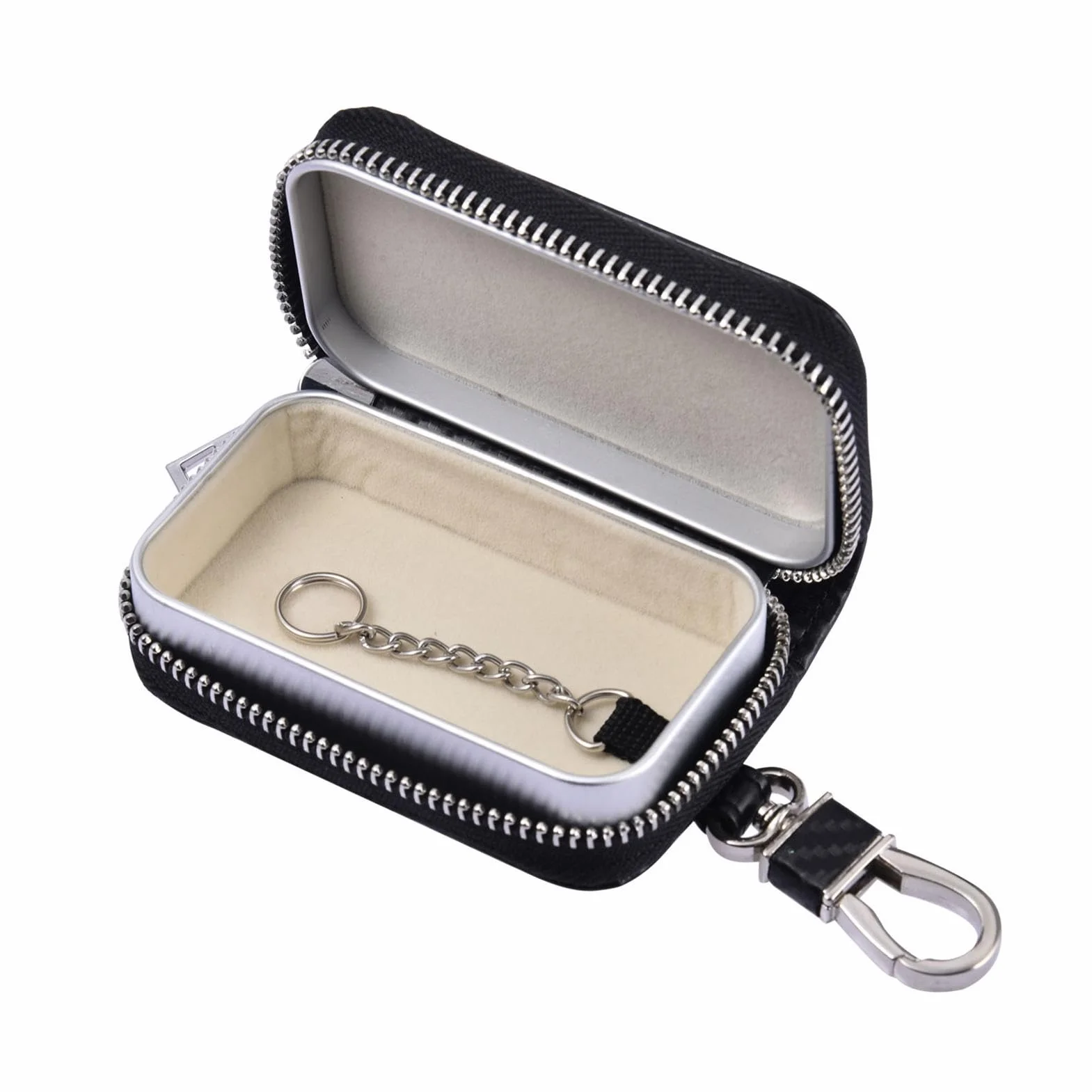 Keyless Go etui ochronne kluczyki samochodowe, pokrowiec kluczyki samochodowe, etui klucze ze skóry PU z zamkiem b?yskawicznym, sygna?u AutoRfid, kiesze? antykradzie?owa, etui