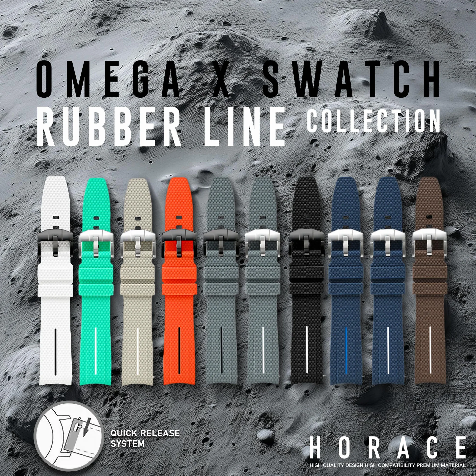 HORACE Uniwersalny gumowy pasek szybkozłączny 20 mm kompatybilny z Omega x Swatch MoonSwatch