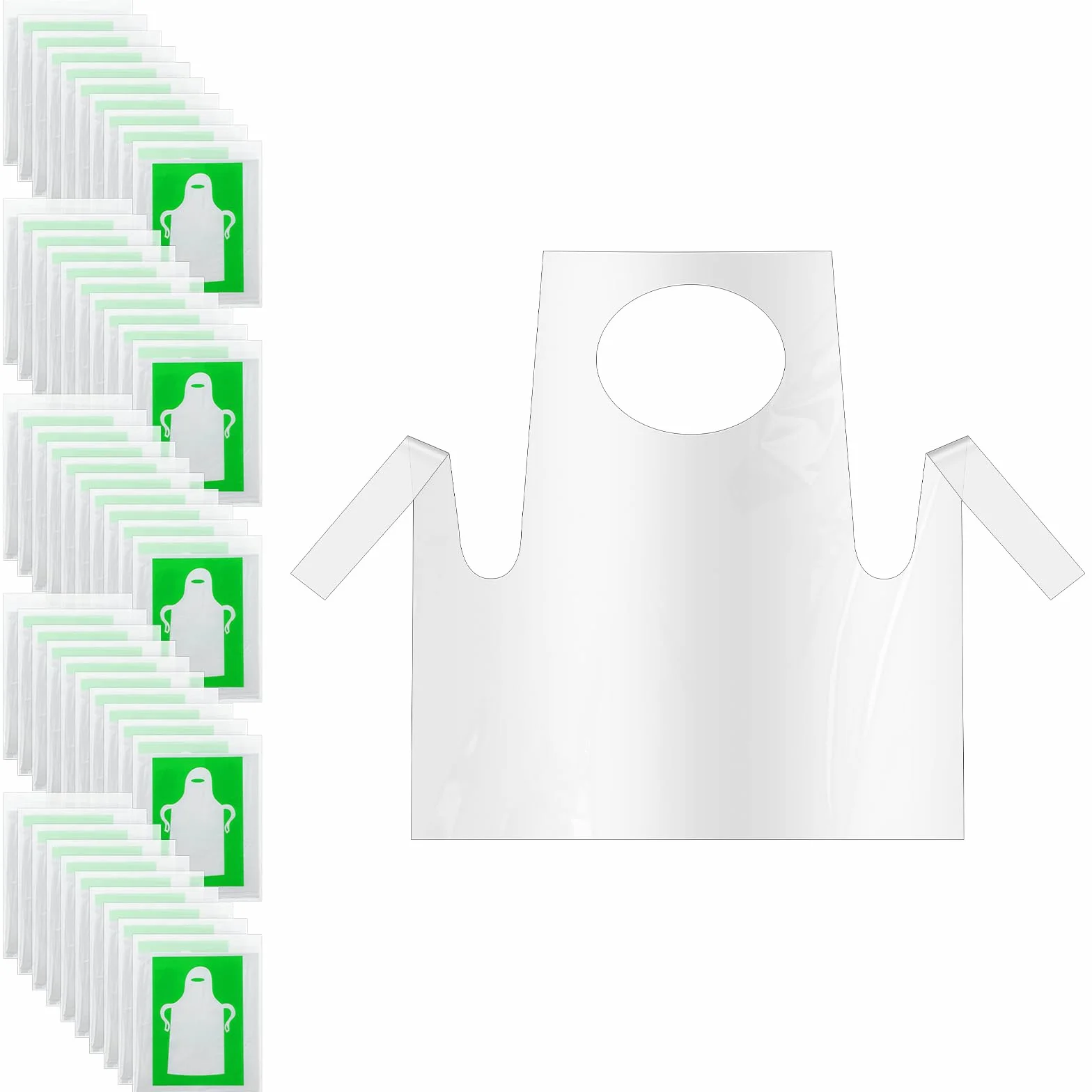 Nogeqi 50 sztuk fartuchów dla dzieci, jednorazowe fartuchy plastikowe, jednorazowe, plastikowe, 55 x 65 cm, wodoodporne, jednorazowe fartuchy Pe przezroczyste do gotowania, czyszczenia, malowania