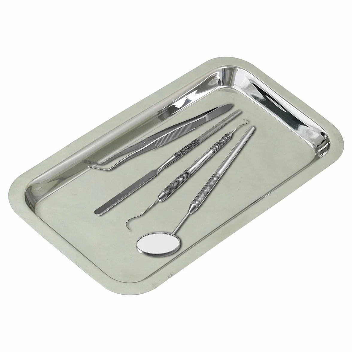 Mała taca na instrumenty, prostokątna taca ze stali nierdzewnej, mała taca na materiały laboratoryjne na narzędzia laboratoryjne (22,5 x 12 cm) (1)