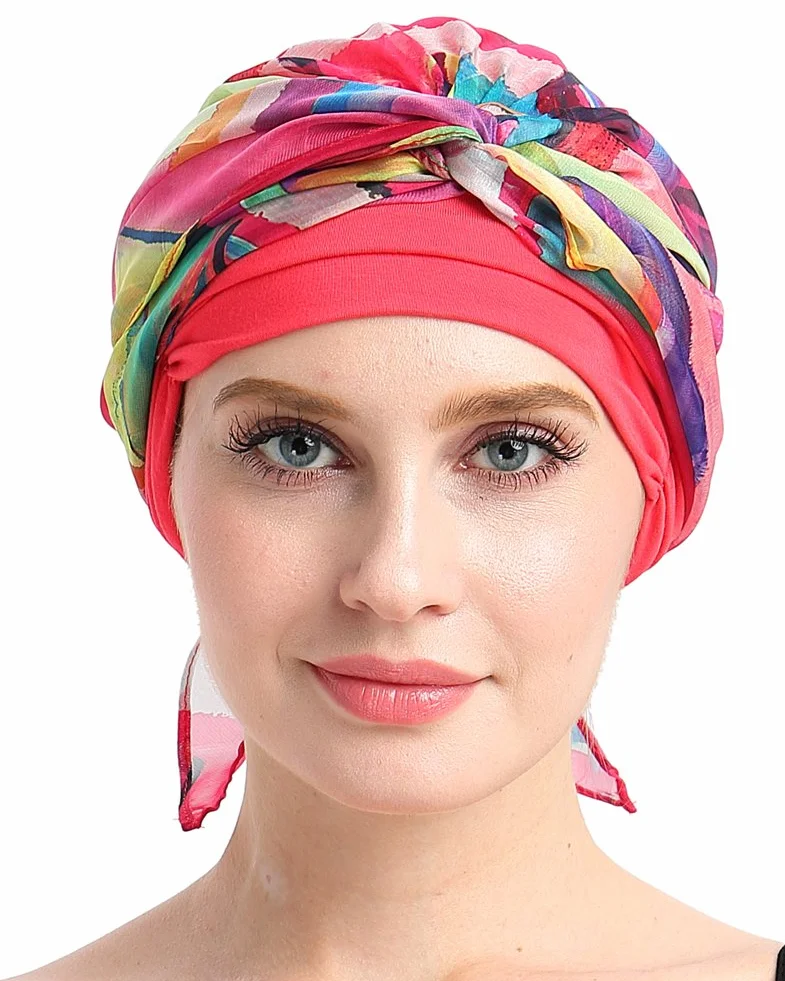 FocusCare chemo turban nakrycie głowy dla kobiet po chemioterapii, Geometryczne drapowanie