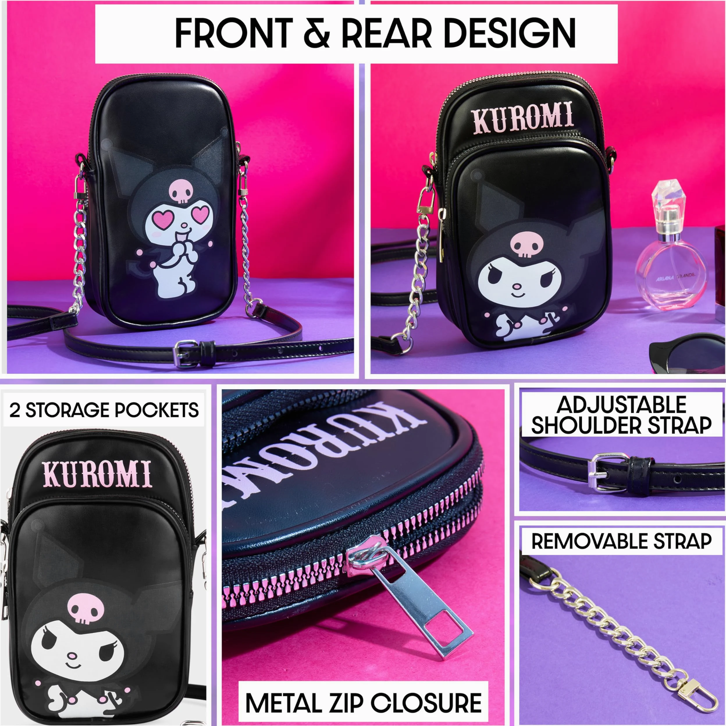 Get Trend Hello Kitty Sanrio Kuromi Torebka na ramię dla dziewczynek, saszetka na telefon, niezbędne akcesoria podróżne Kawaii, prezenty z motywem anime