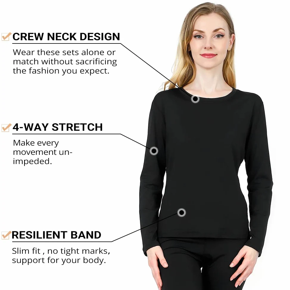 HEROBIKER Bielizna termiczna damska ultramiękki zestaw warstwa bazowa górna i dolna kalesony z podszewką polarową zima ciepła