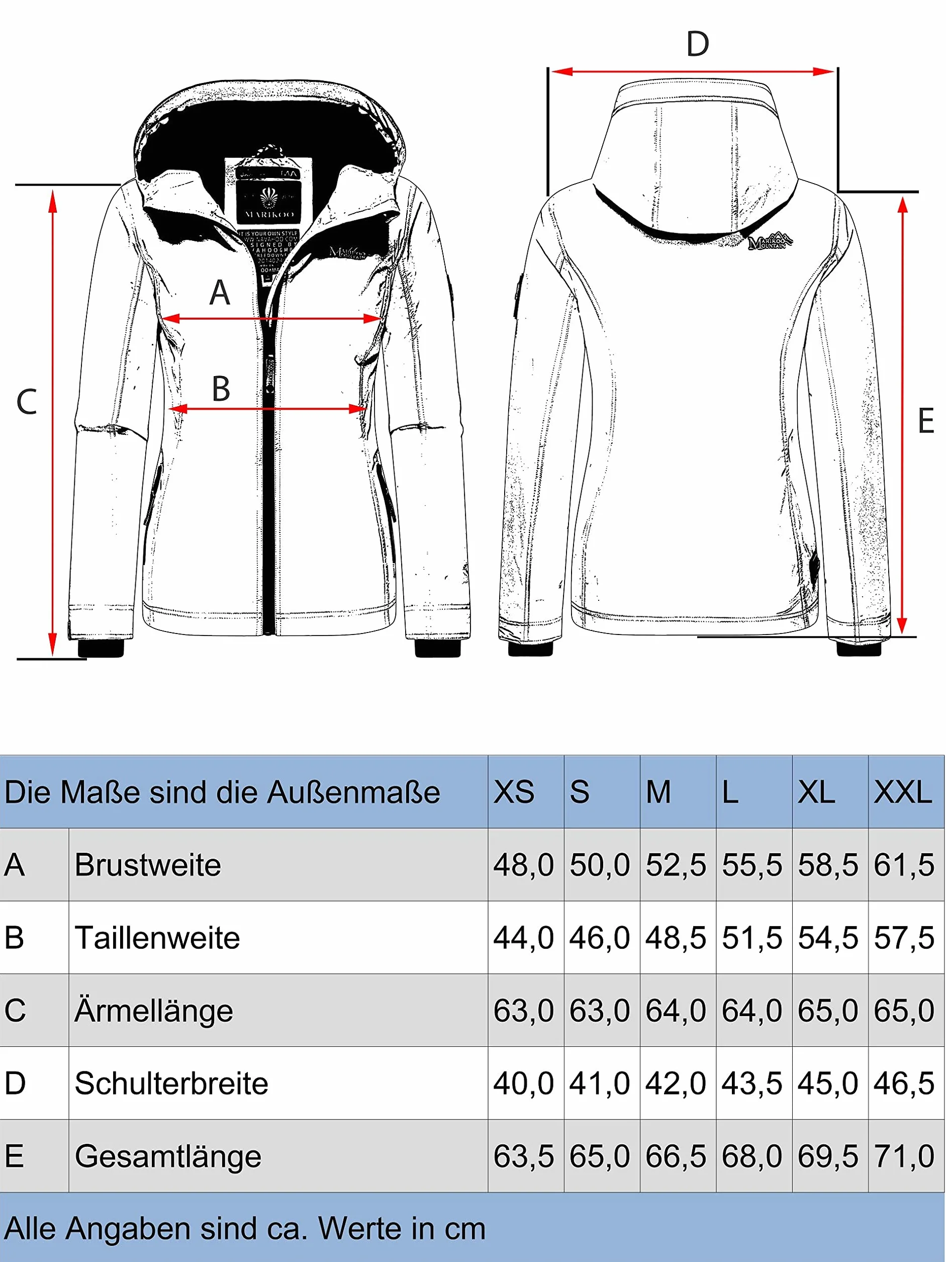MARIKOO Lekko wyściełana damska kurtka przejściowa, krótka kurtka outdoorowa z podszewką z dżerseju i dużym kapturem, jeżyna, XS-XXL