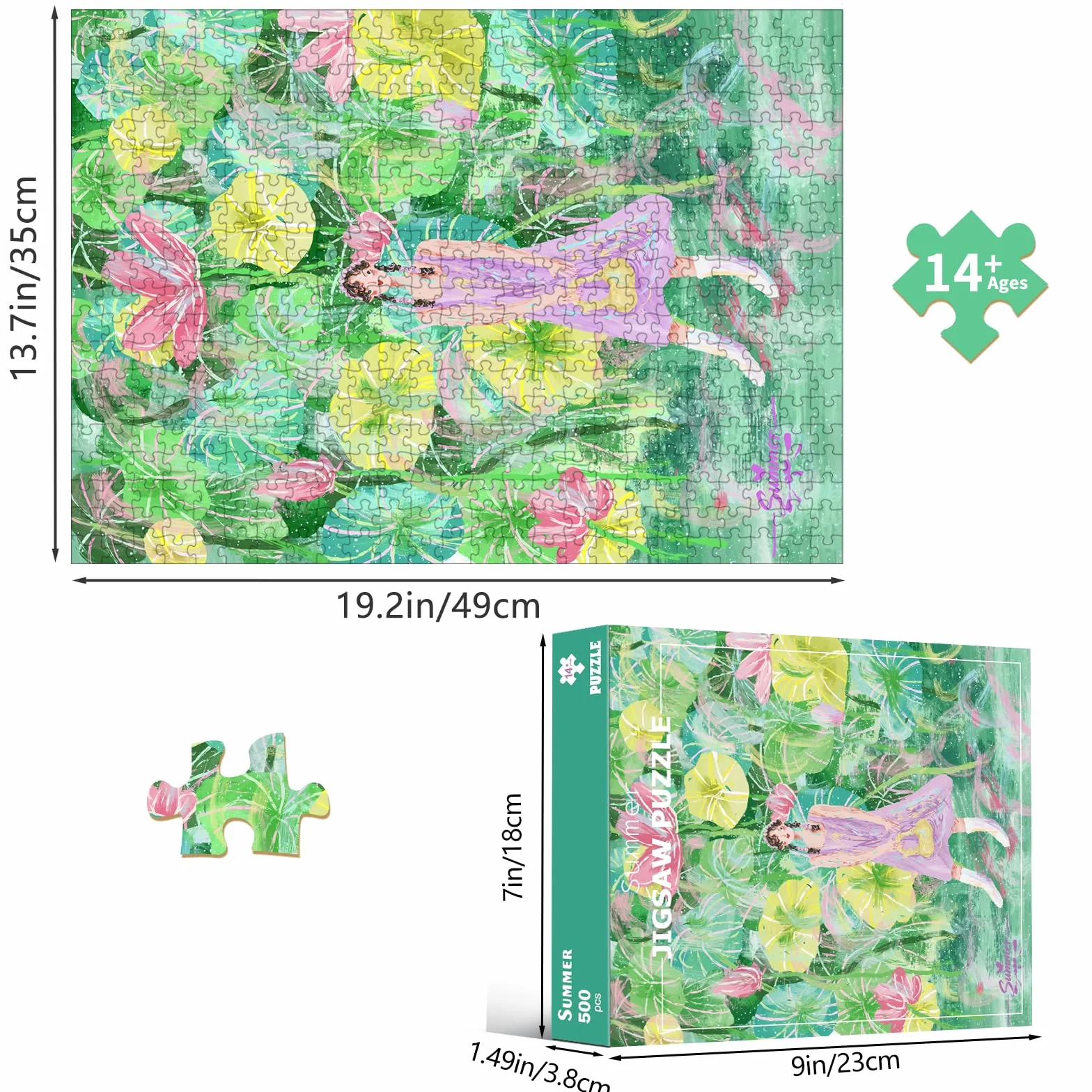 HUADADA Puzzle 500 sztuk, klasyczne puzzle 500 elementów dla dorosłych rodzina interaktywne puzzle prezent lato