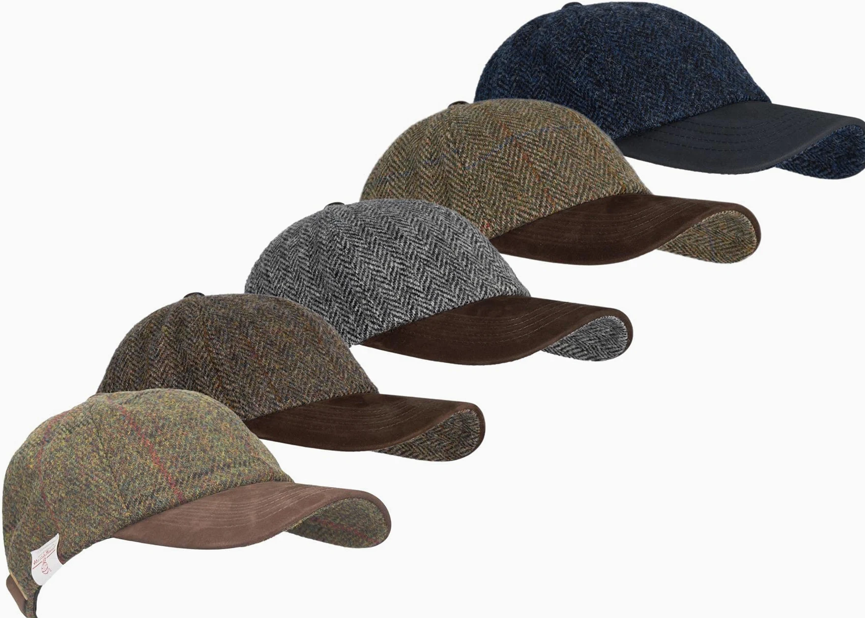WALKER AND HAWKES Czapka baseballowa Harris Tweed Brungton z zamszową skórą
