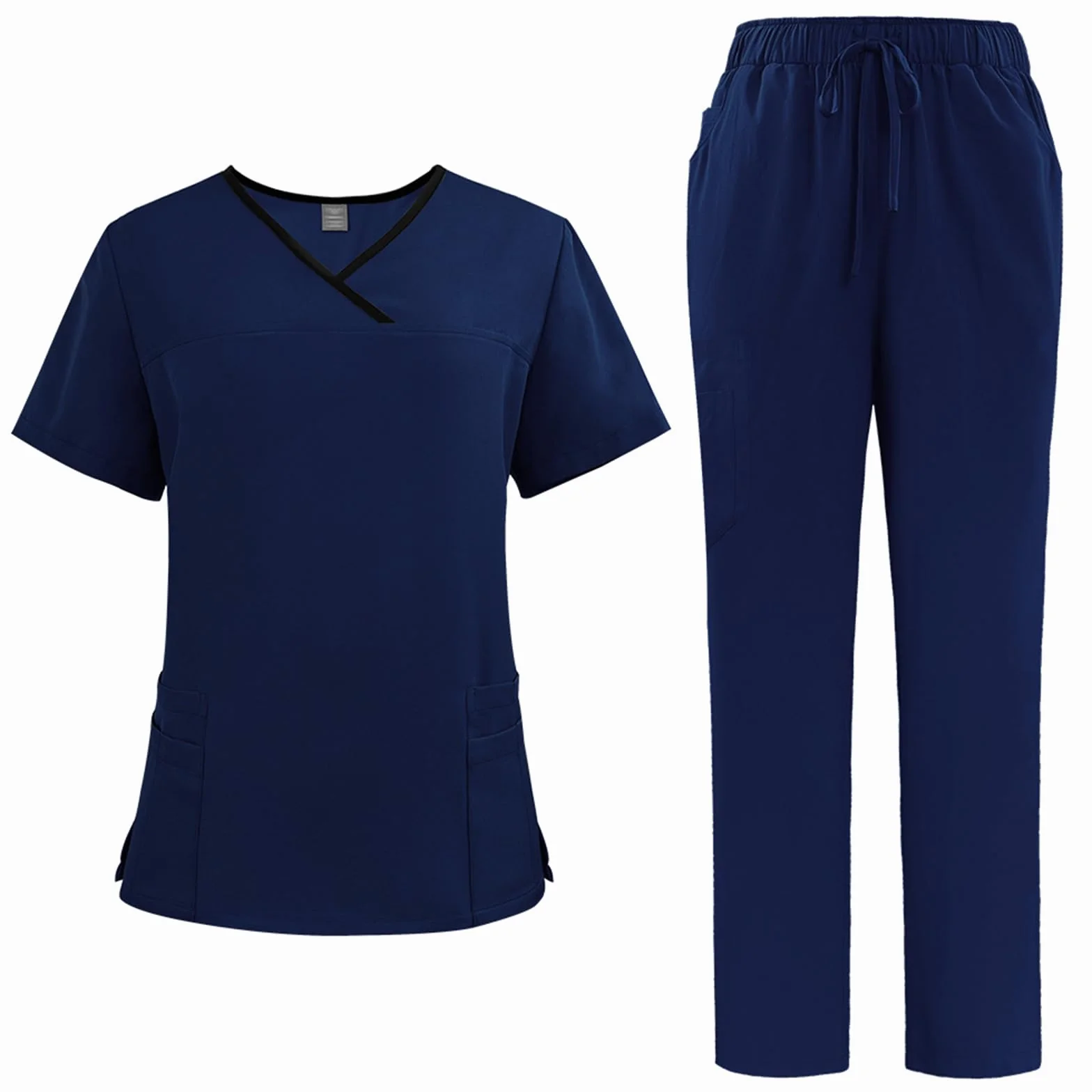 Scrubs dla kobiet Split Suit dekolt w serek top i spodnie do biegania z czterema kieszeniami czysty kolor szybkoschnące medyczne mundury pielęgniarskie DK51