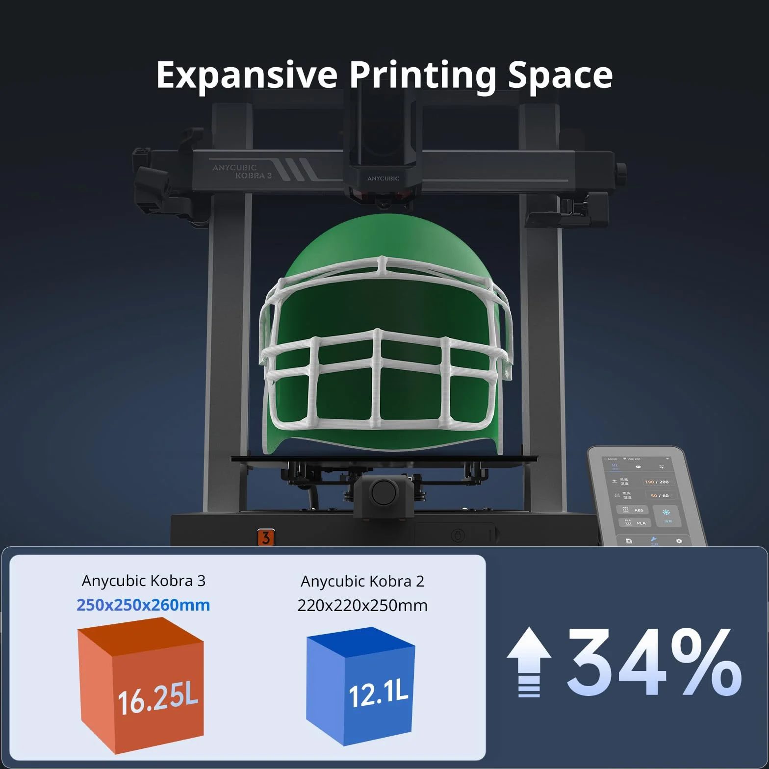 Anycubic Kobra 3 3D Printer 600 mm/s wielokolorowe 250x250x260mm