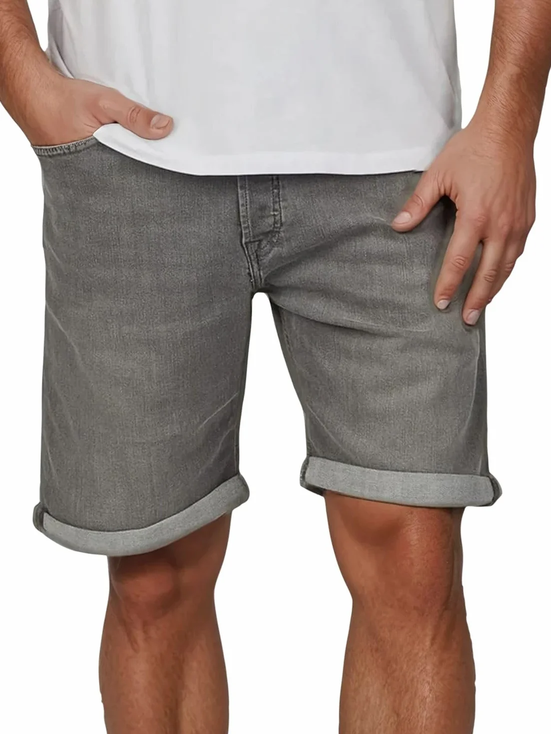 JACK & JONES JJIRICK krótkie spodenki jeansowe męskie, strecz, krój regularny, krótkie spodnie, bermudy, letnie, dżinsowe, jednokolorowe, czarne, niebieskie, S, M, L, XL, XXL