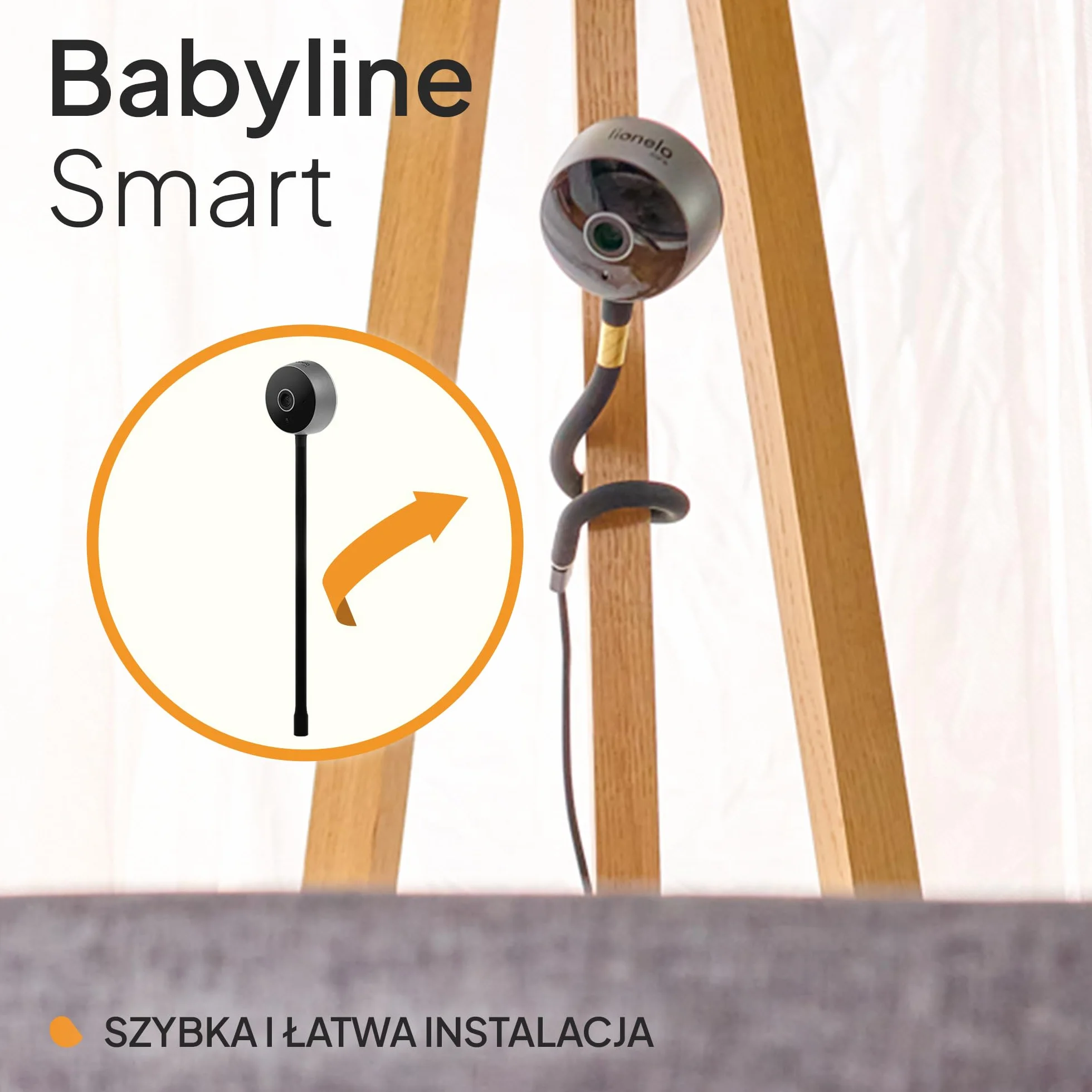 Lionelo Care Babyline Smart inteligentna elektroniczna elektroniczna niania niania, kamera dla niemowląt, Wi-Fi, aplikacja mobilna, wykrywanie ruchu i hałasu, widoczność w ciemności