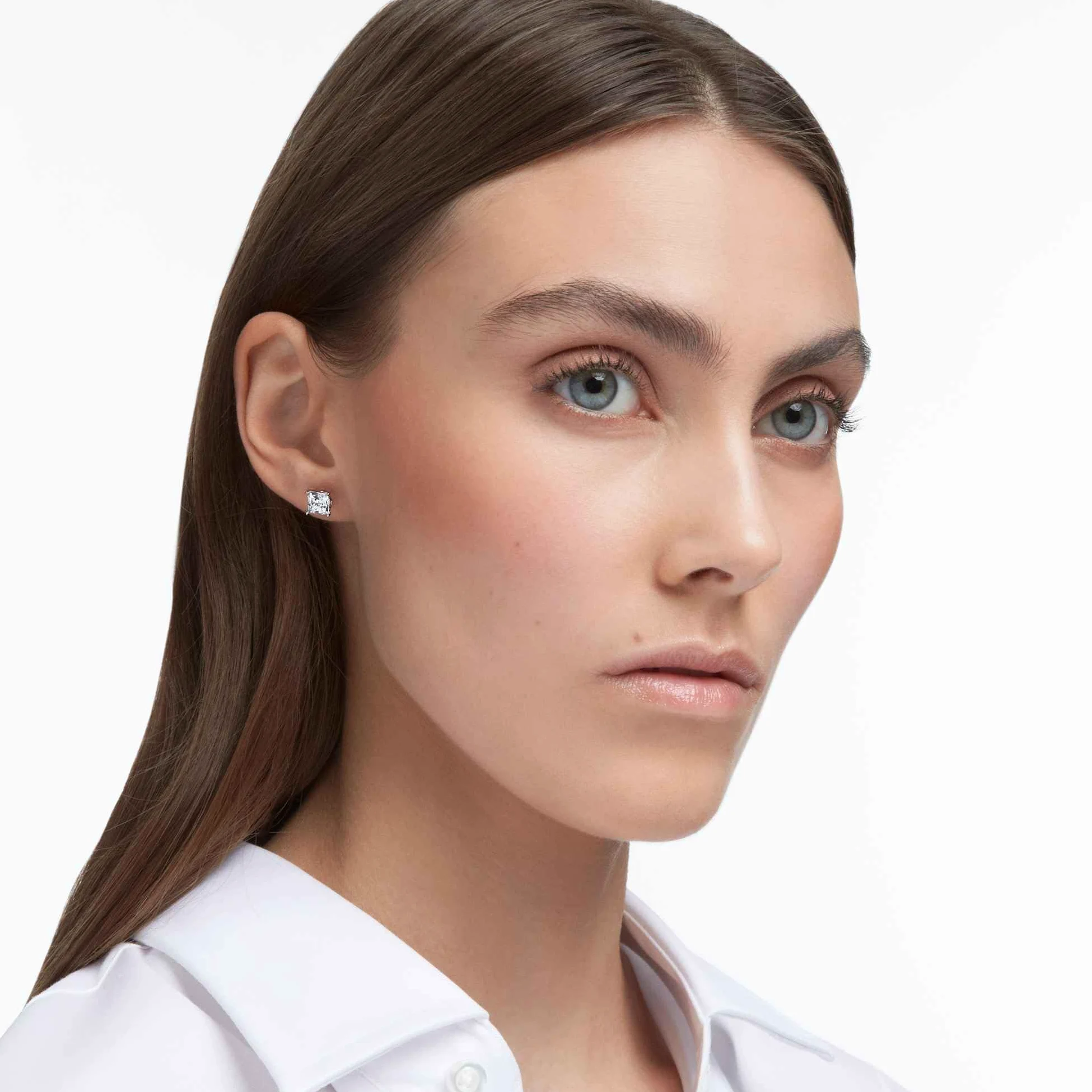 Swarovski Stilla Attract Kolekcja kolczyki sztyfty, biały, pokryty rodem