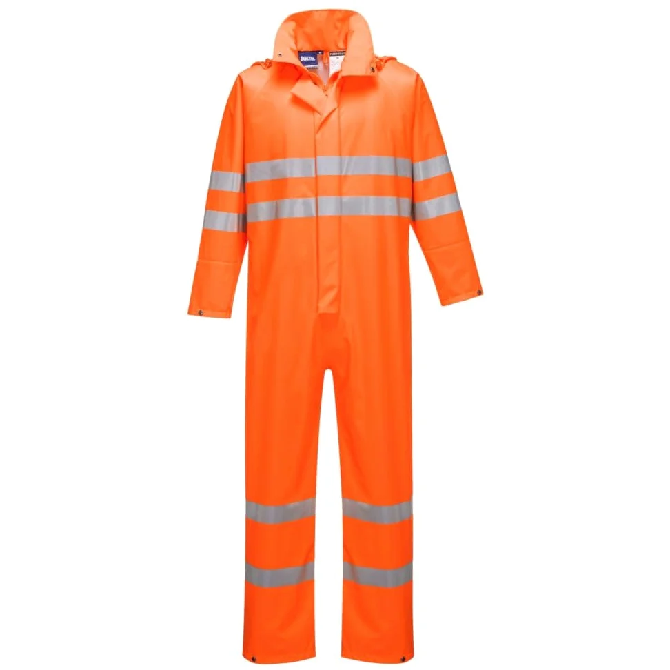 Portwest S495 Kombinezon roboczy Sealtex Elementy Odblaskowe Elastyczny Pas | Pomarańczowy, 2XL, EN 343 Klasa 3:2, UPF 40+, Krój Standardowy, Unisex, Regulowane Obszycia na Sztyfcie, Poliester, Trwałość