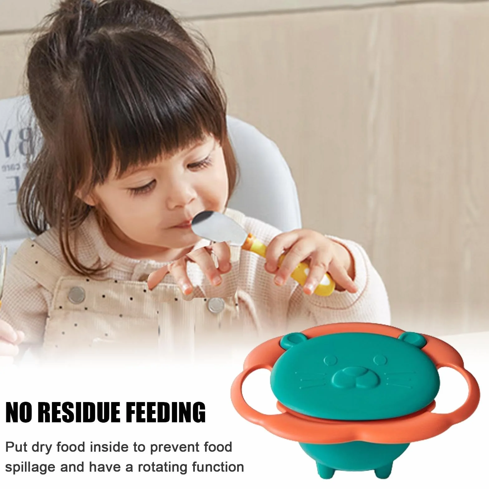 Anti Fall Bowl for Kids, Gyroscopic Smooth Bowl, Kids Anti Spill Bowl, Spill Proof Kids Bowl, Best Rotating Anti Spill Bowl Kids and 360 degree Gyroscopic Spill Proof Bowl for Children