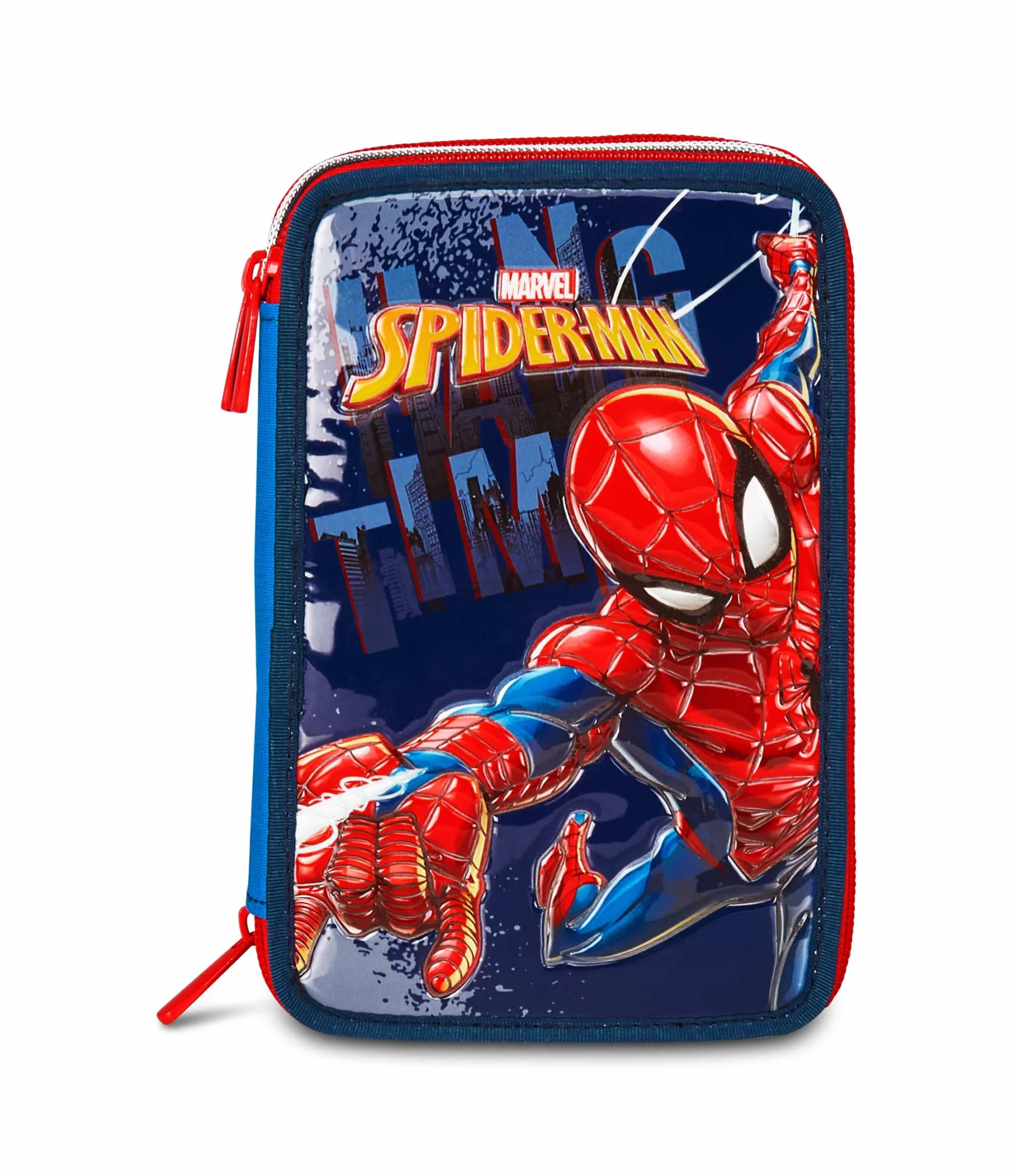 Spiderman Piórnik szkolny 3 zamki błyskawiczne niebieski