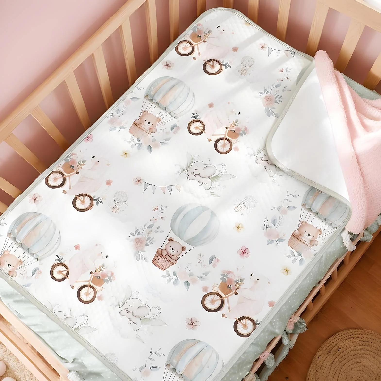 Waterproof Crib Mattress Protector, Absorbent Bassinet Liner Sheet 70x50cm, Potty Training, Nursery Setup, Overnight Protection for Travel and Home, Enduring and Washable