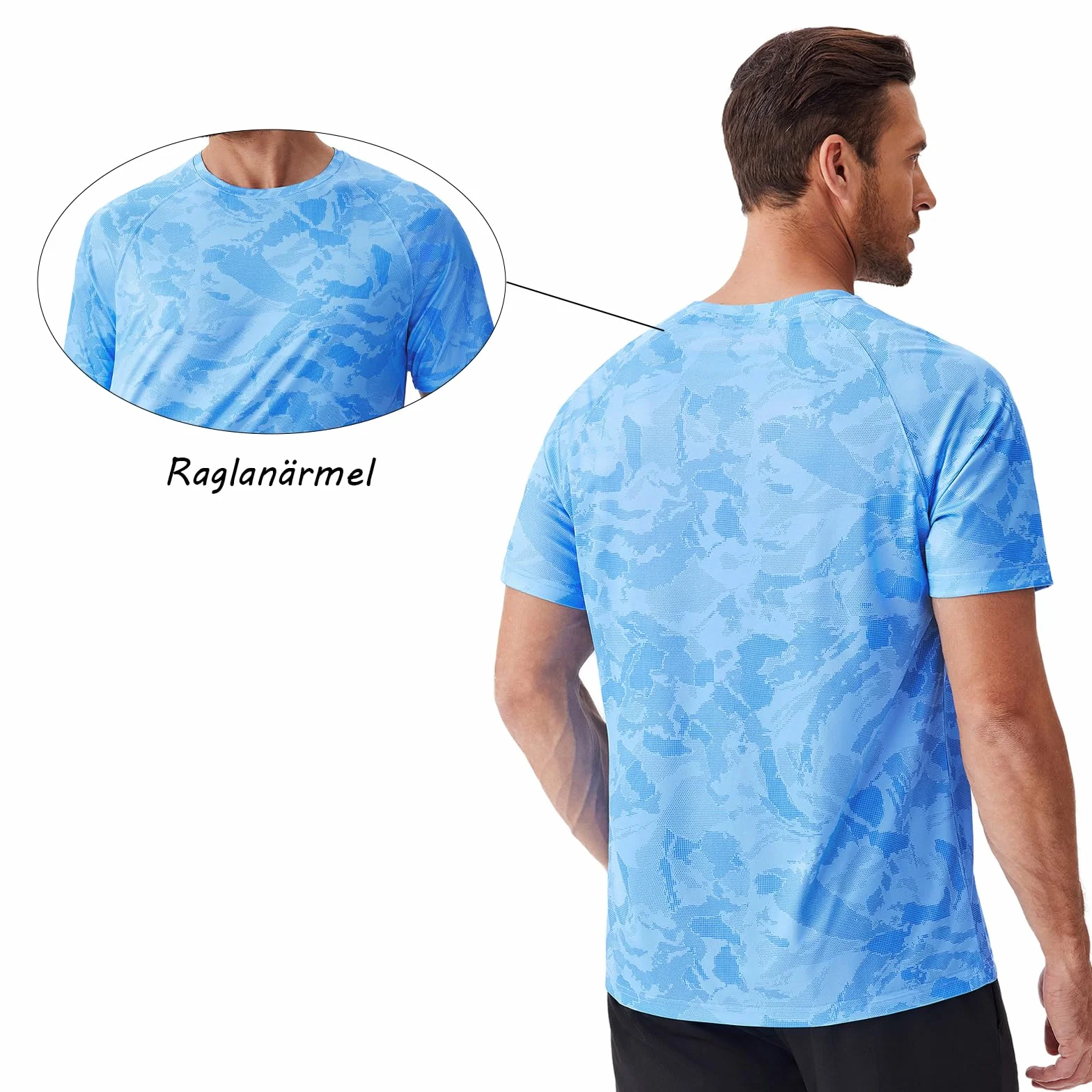 PINSPARK Koszulka męska UV Rashguard UPF 50+ z krótkim rękawem oddychająca do biegania pływania surfingu