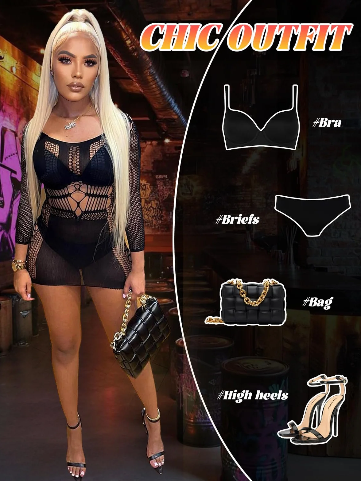 Buitifo Damska seksowna bielizna sukienka jednoczęściowa Babydoll Fishnet bielizna nocna