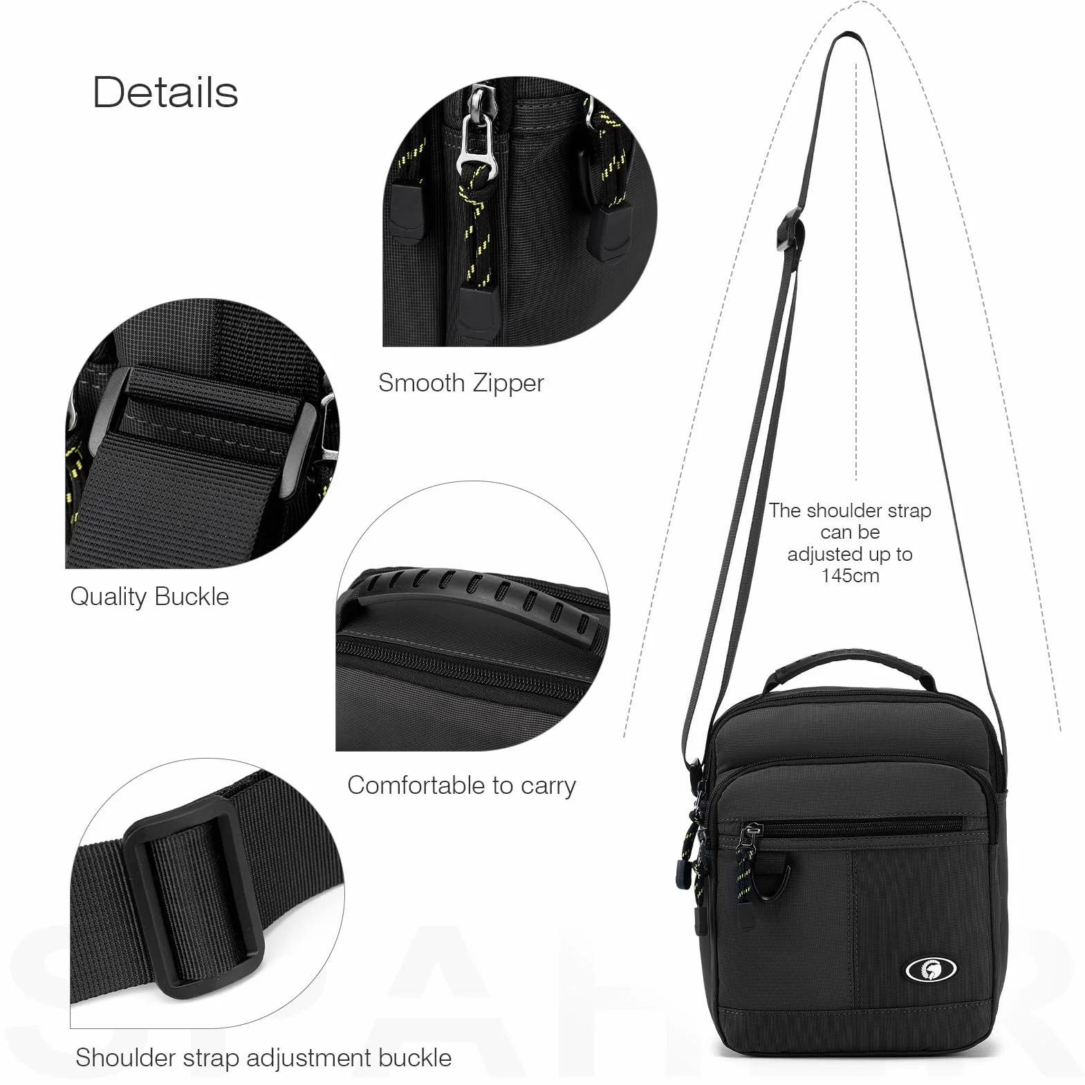 SPAHER Męska Torba na Ramię Lekka Biznesowa Męska Torba do Wieszania Wodoodporna Torba na Nadgarstek Typu Crossbody Torba na Ramię Męski do IPada na Zewnątrz Codziennego