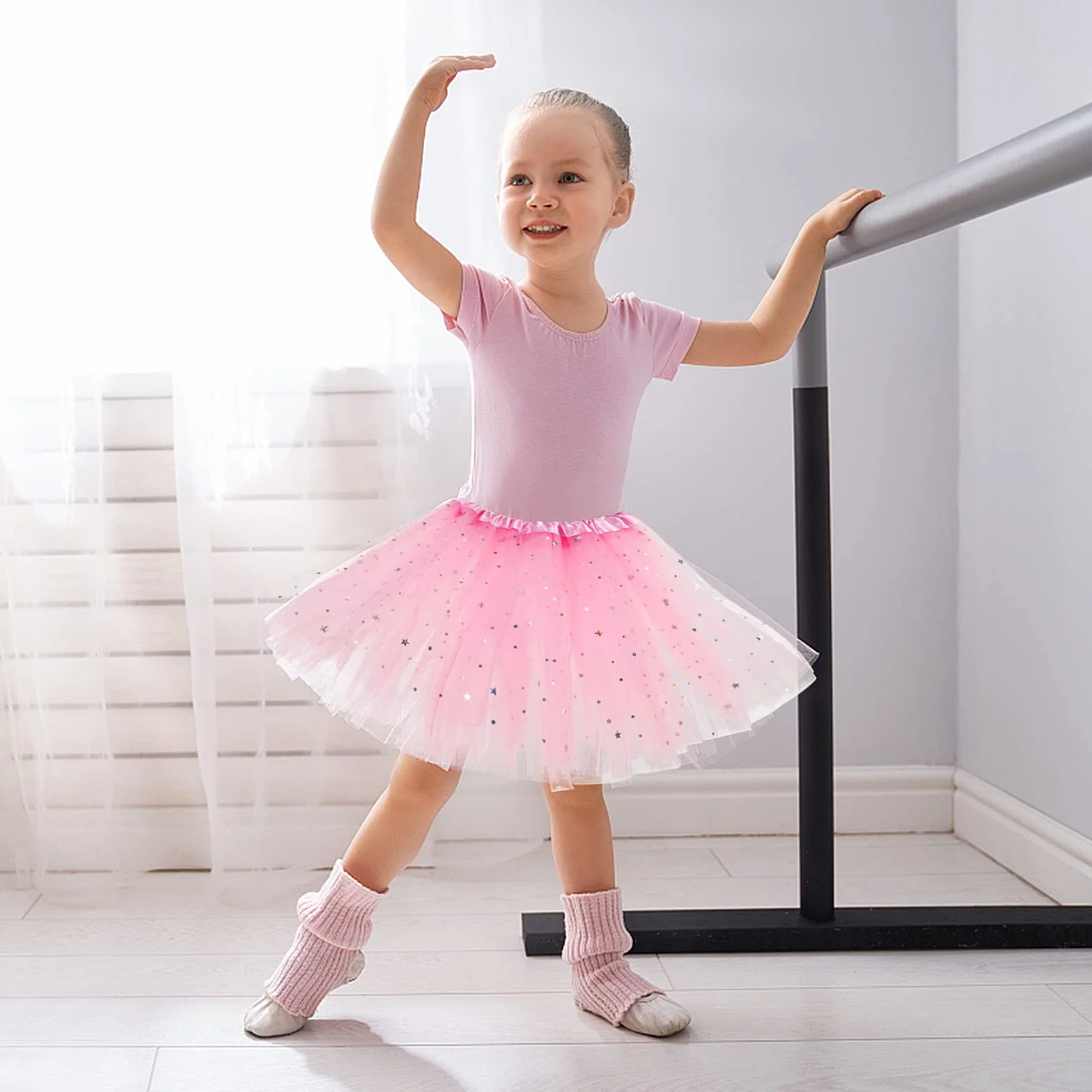 Sibba Sparkle Tutu spódnica do tańca, 3 warstwy tiulu, cekiny, gwiazdki, spódnica, do odgrywania ról, urodziny, dla księżniczki, na imprezę, dla dziewczynek w wieku 2-7 lat, sportowa odzież