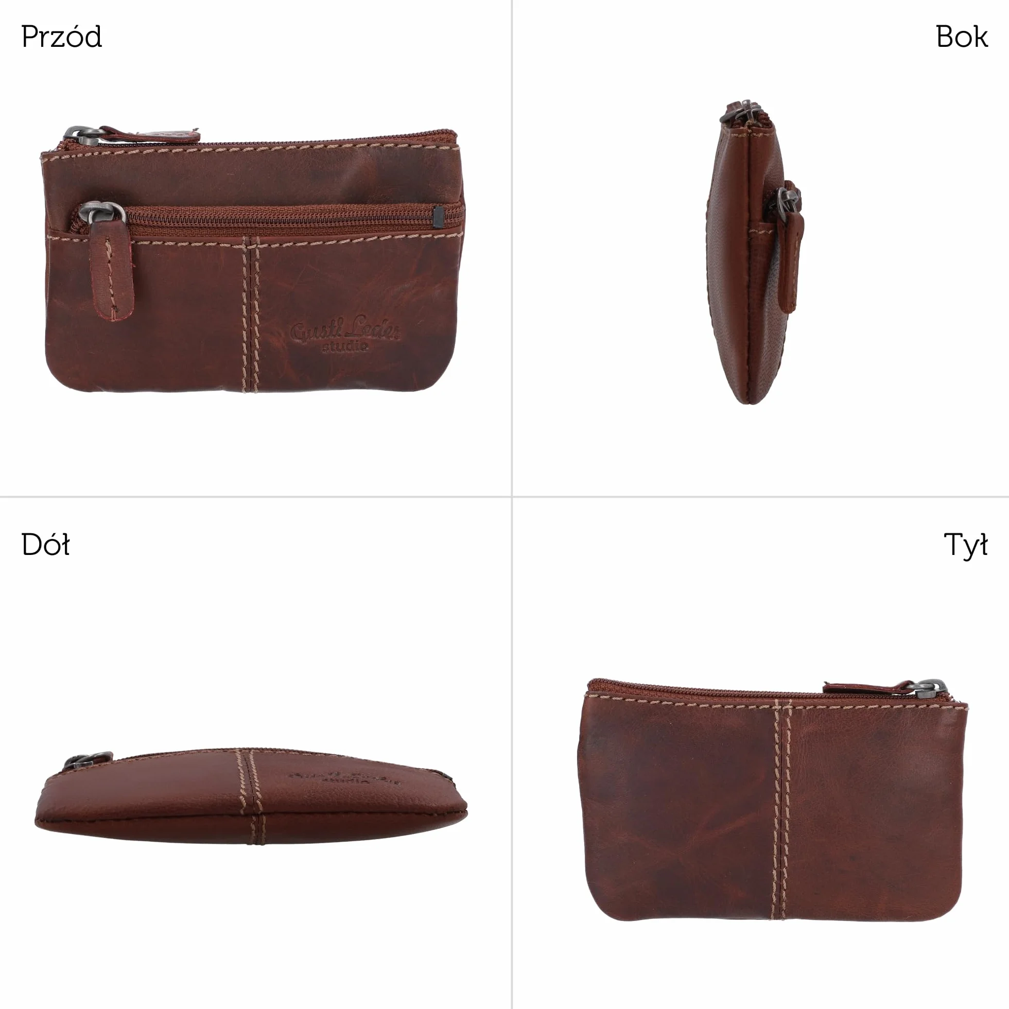 Gusti Skórzane Etui na Klucze Rook – Stylowe Brązowe Ochronne Etui Retro z Naturalnej Skóry – Organizer do Kluczy, Bezpieczny Pokrowiec na Klucze Męskie i Damskie