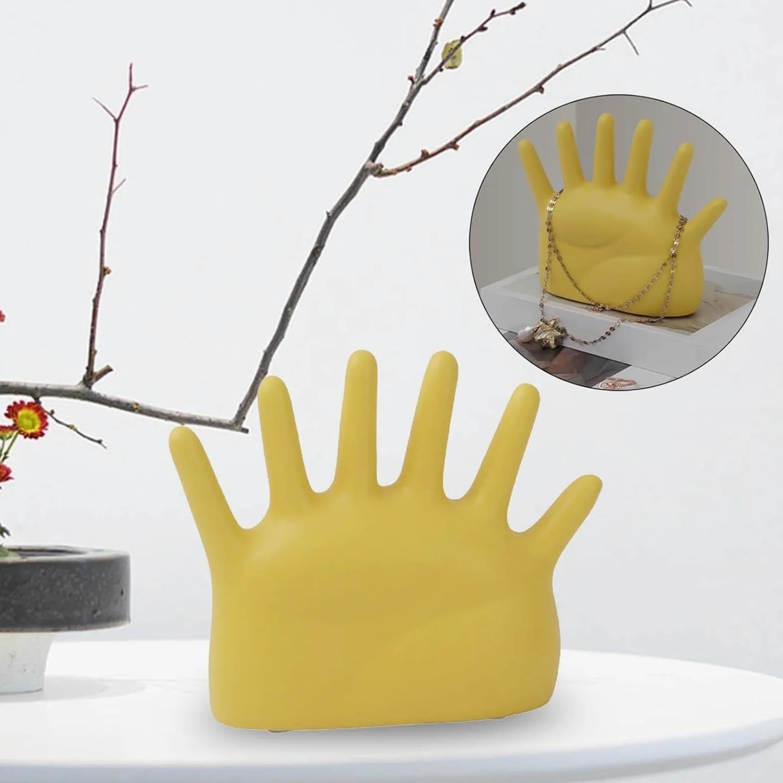 Stojak na Biżuterię do Salonu Stojak Na Biżuterię, Stojak Na Bransoletki, Ceramiczny Ozdobny Stojak Na Pierścienie, Stojak na Biżuterię Lekki(Yellow)