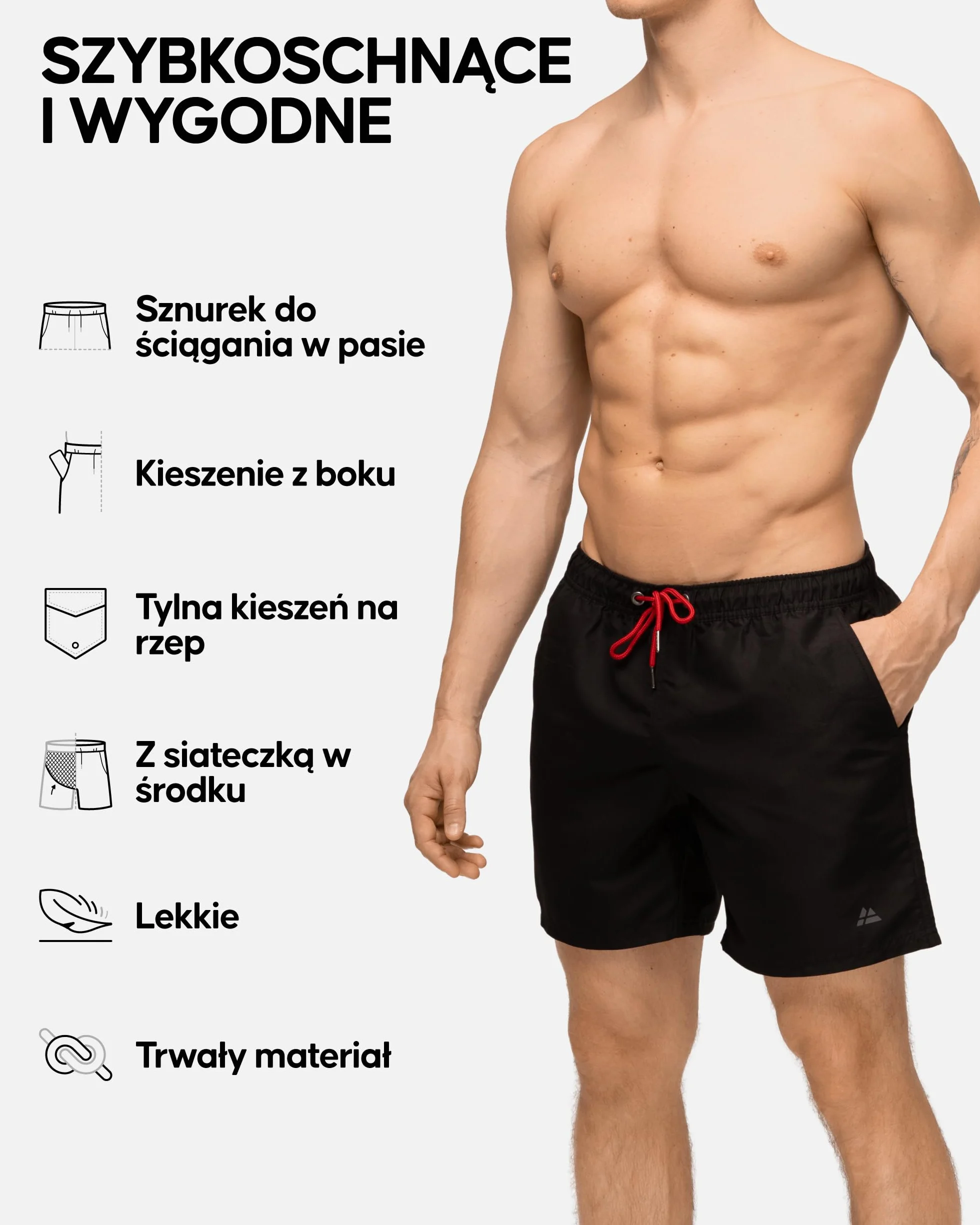 DANISH ENDURANCE Męskie Szorty Kąpielowe, Szybkoschnące, Lekkie Spodenki do Pływania z Siatkową Podszewką