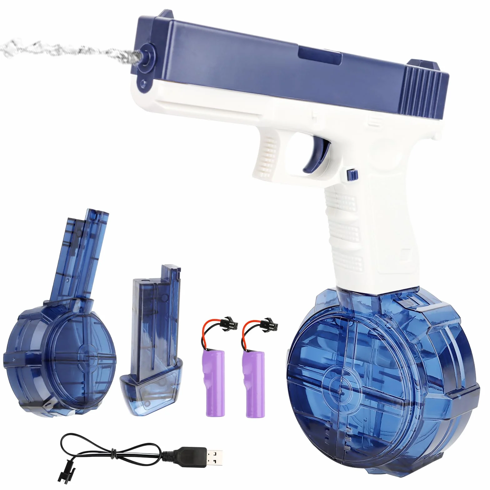 Elektryczny pistolet na wodę, dla dorosłych i dzieci, 9 m, duży zasięg, pistolet na wodę, zabawka na lato, plażę, do użytku na zewnątrz, do zabawy na basenie (niebieski)