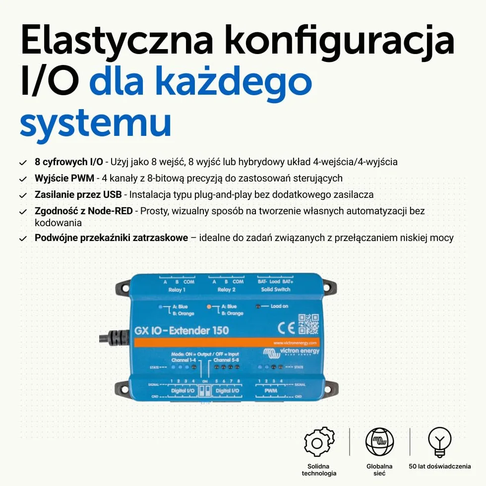 Victron Energy GX IO-Extender 150 – moduł rozszerzenia sterowania i monitorowania USB – moduł monitorujący Plug-and-Play
