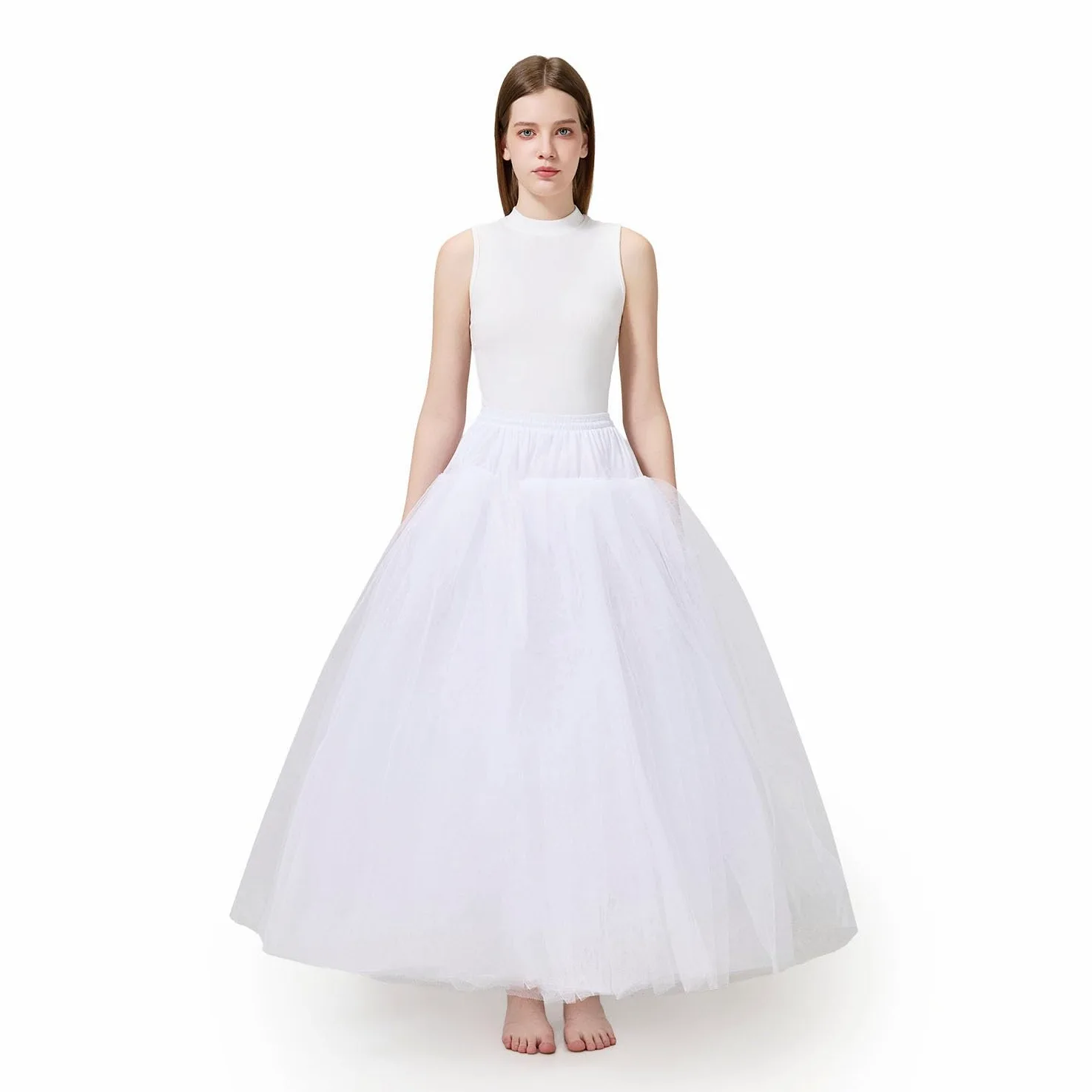 Aprildress Damska Halka Petticoat bez obręczy Krynolina pod spódnica do sukni ślubnych PL-PPT026