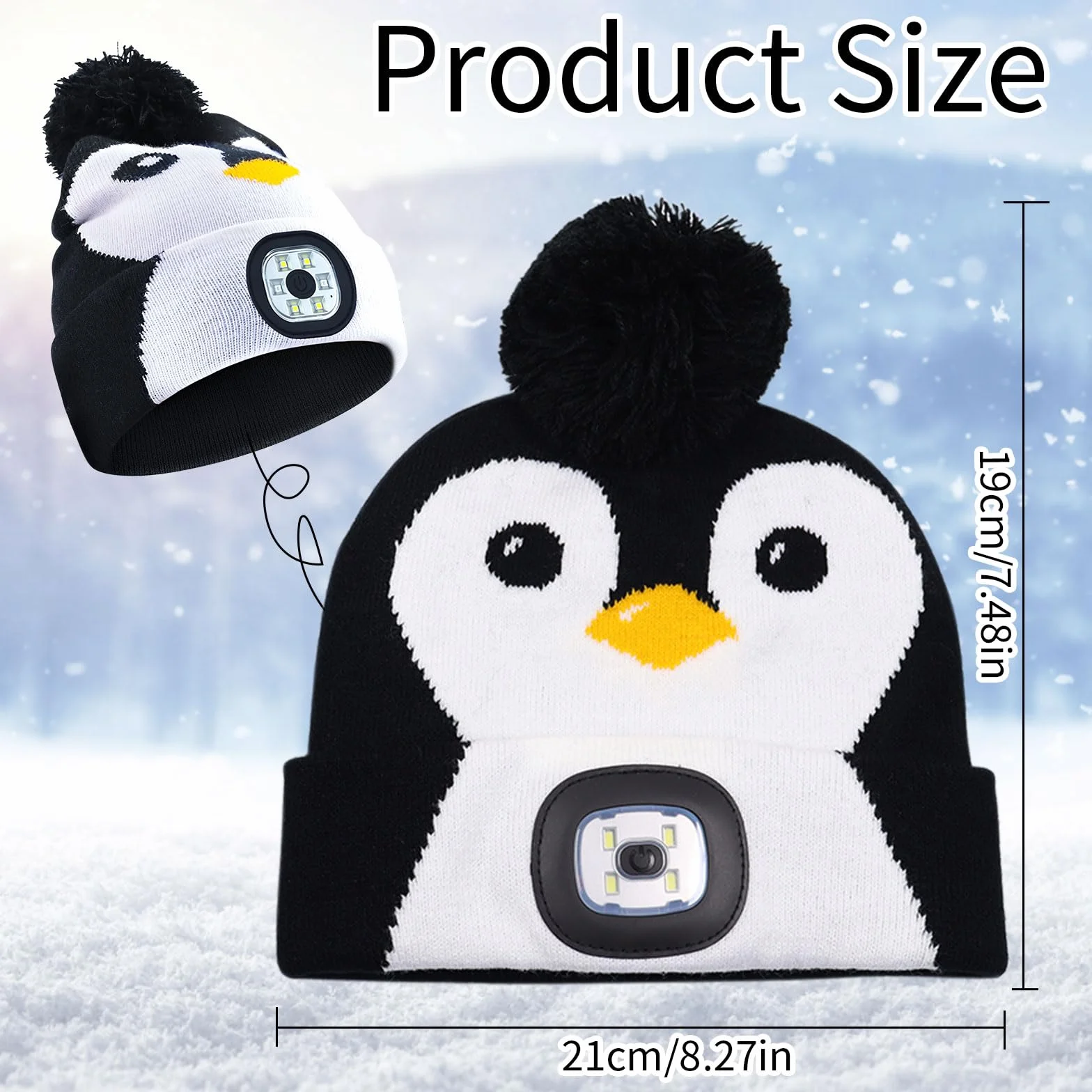 Dziecięca czapka zimowa, czapka zimowa, czapka LED, ładowana przez USB, ocieplacz na zimę, pomysł na prezent na Boże Narodzenie, dla chłopców i dziewczynek, czapka z dzianiny