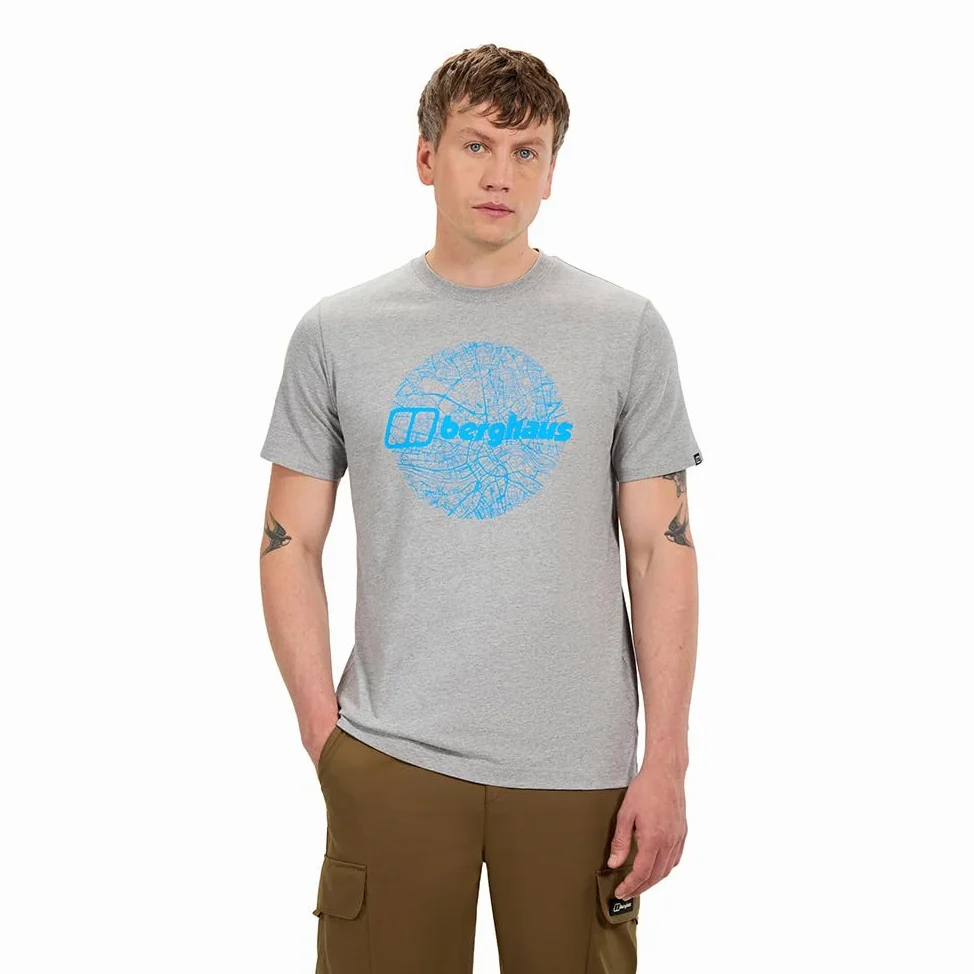Berghaus Men's Map of The Toon Tee, Grey Marl BCI, 3XL