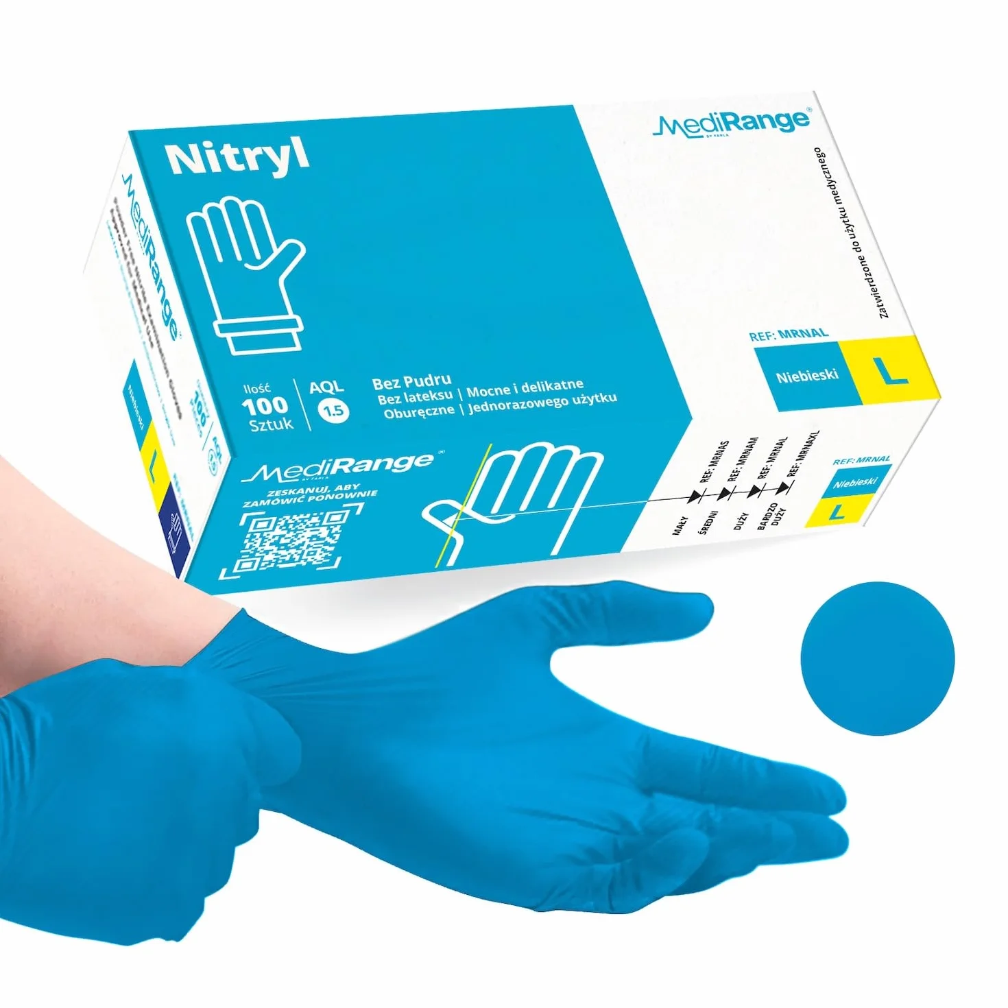 Rękawiczki nitrylowe MediHands | bez proszku i lateksu | Mały | opakowanie 100 szt. (L (Pack of 100))
