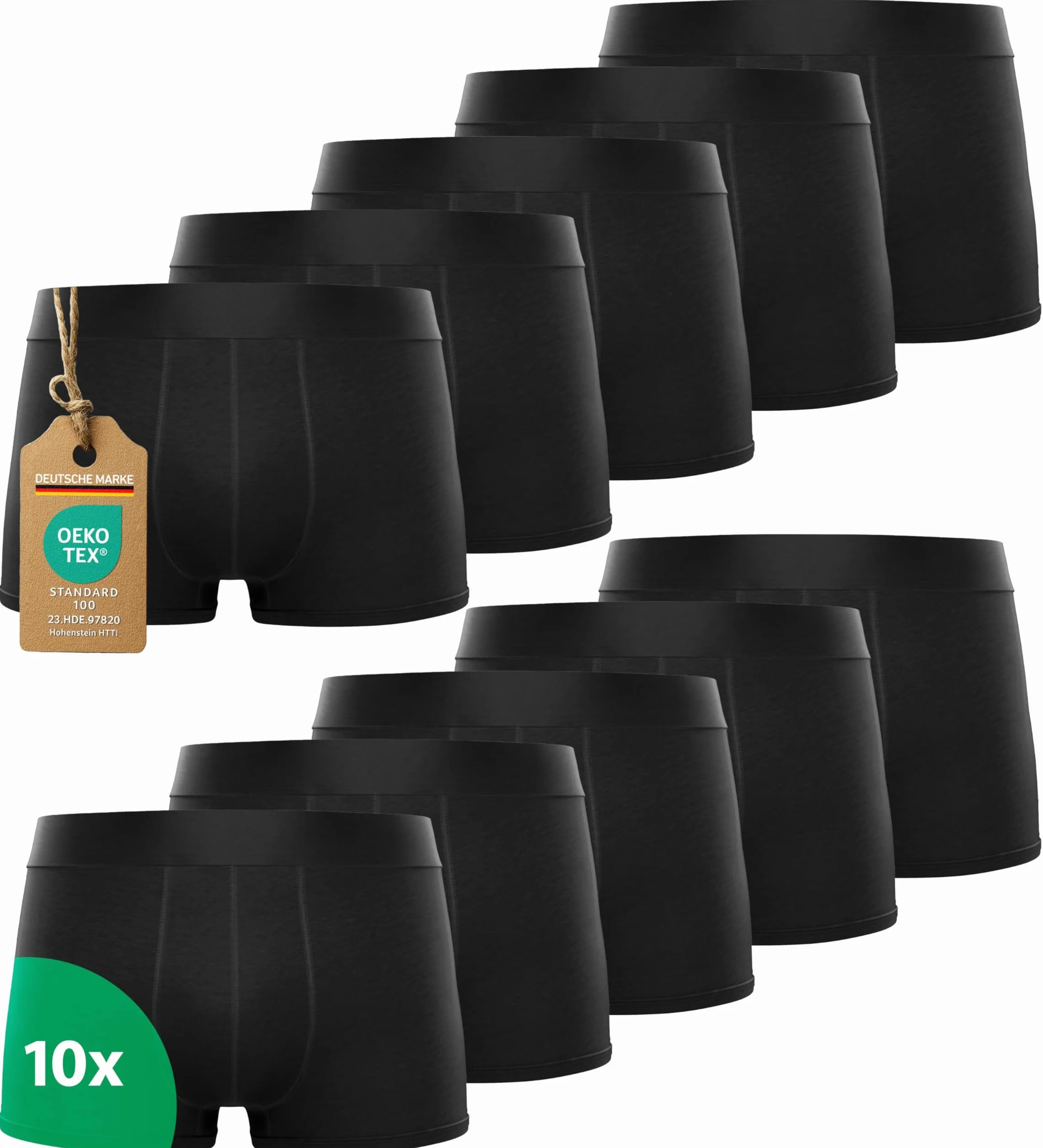 Kemes Bokserki męskie, 10 sztuk, bawełniane, czarne, oddychające, bielizna męska