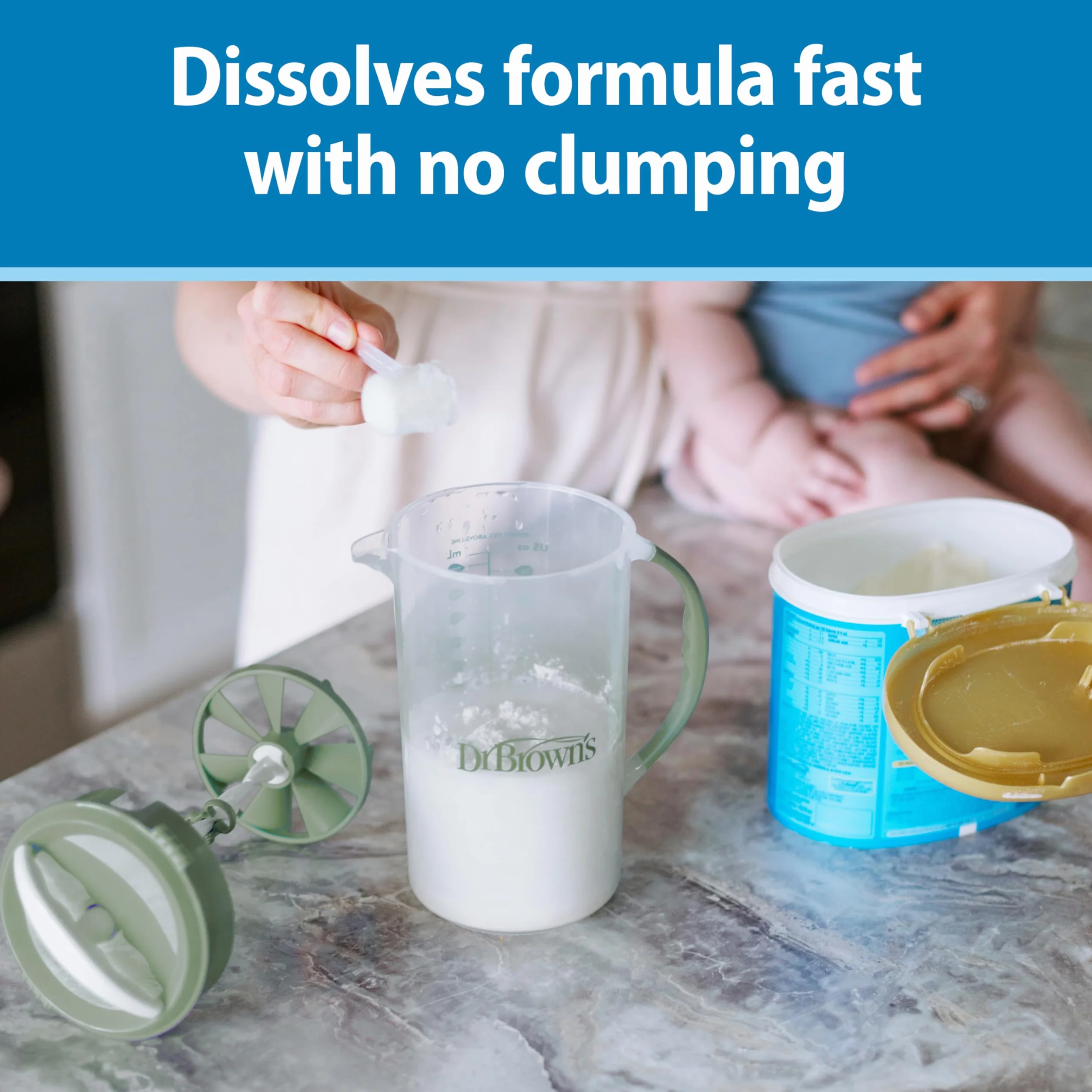 Dr. Brown's Baby Formula Dzbanek do mieszania z regulowaną nakrętkką, zamykana pokrywa i niekapiącą wylewką, 946 ml, bez BPA, pomarańczowy, 32 ounce