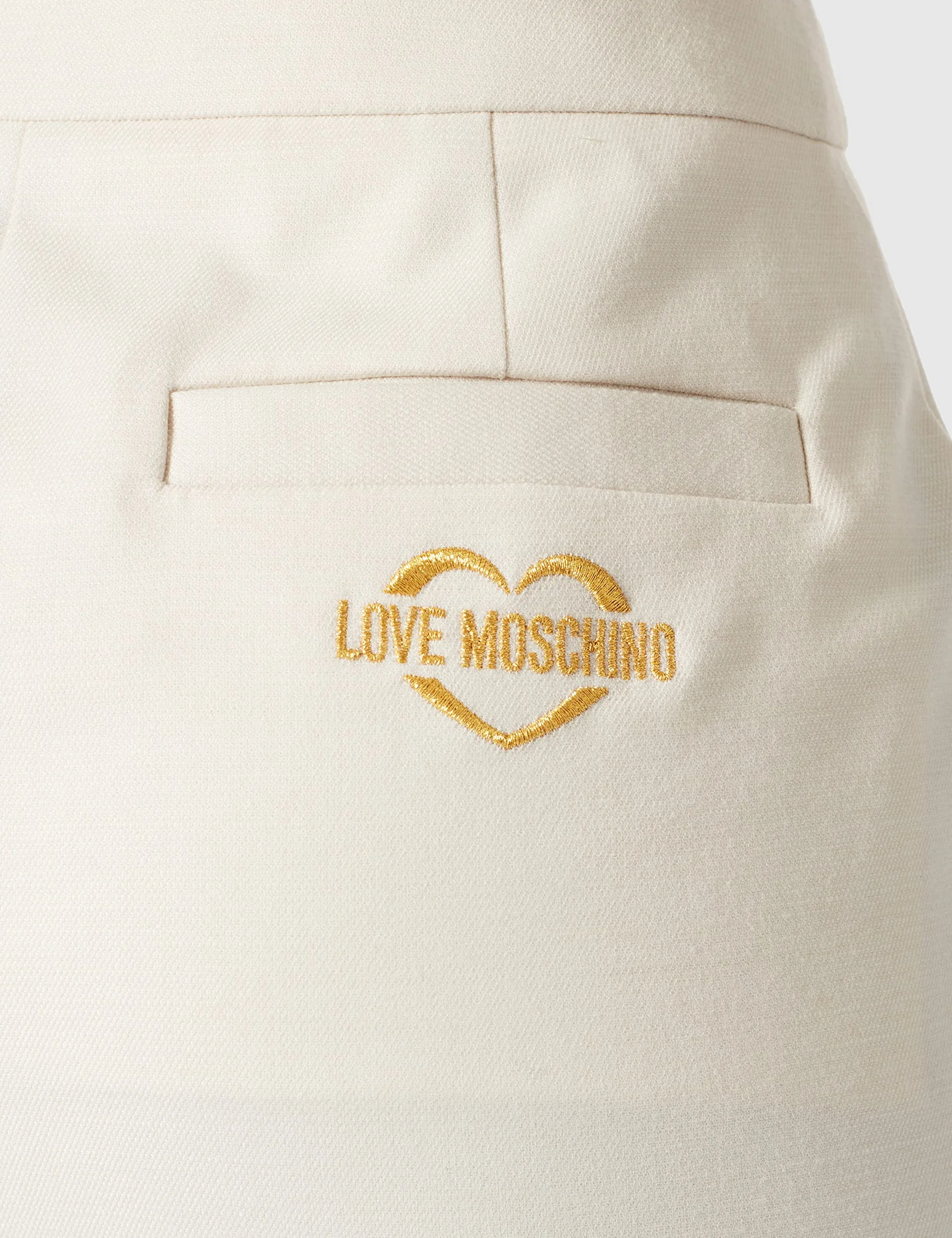 Love Moschino Spódnica biała z haftem serca i złotym logo